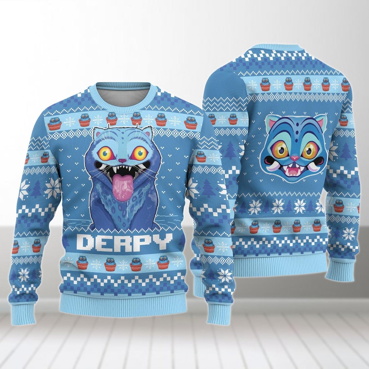Derpy Tiger Ugly Christmas Sweater Cute Cat Lovers Holiday Party Gift