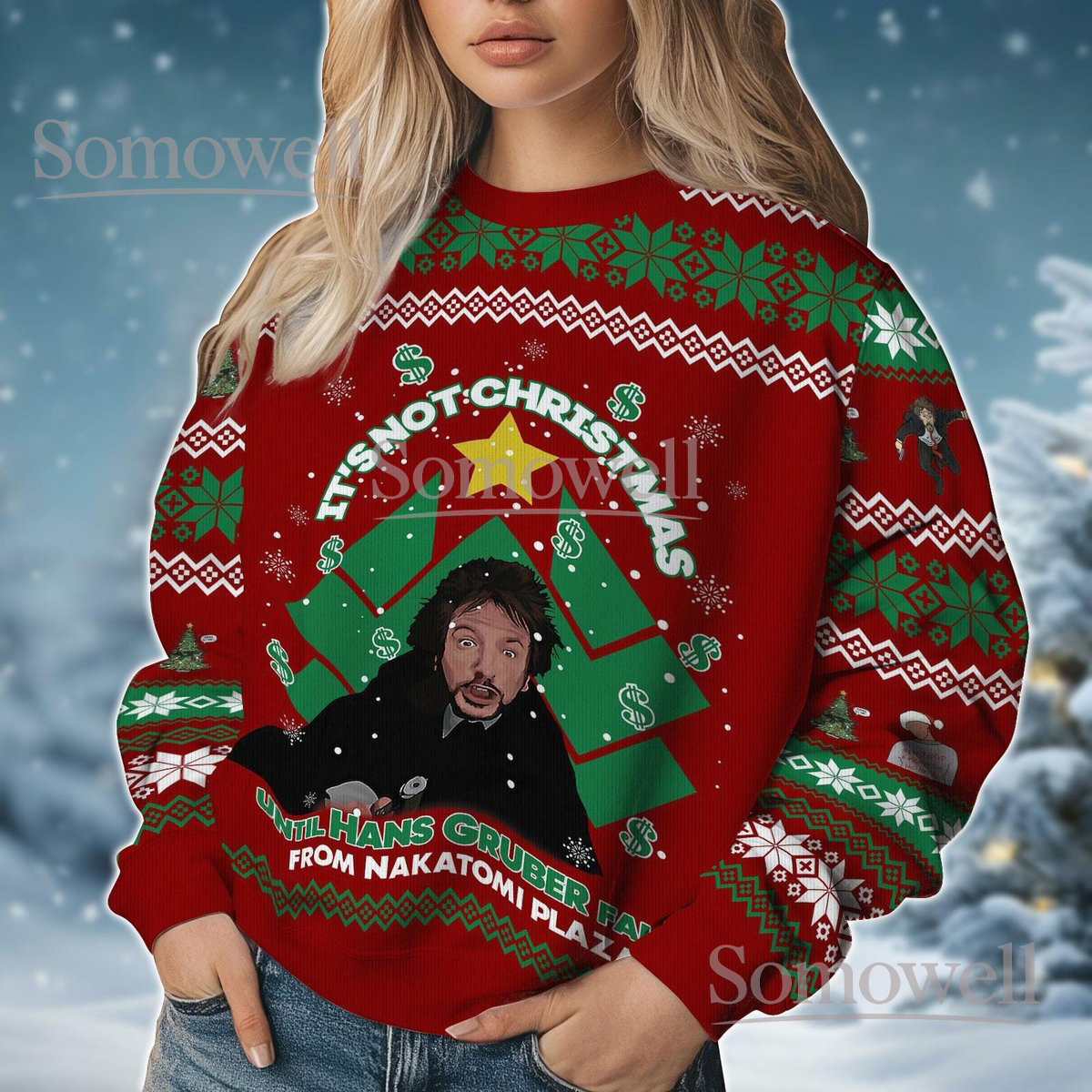 It’s Not Christmas Until Hans Gruber Falls Ugly Christmas Sweater Die Hard Movie Gift