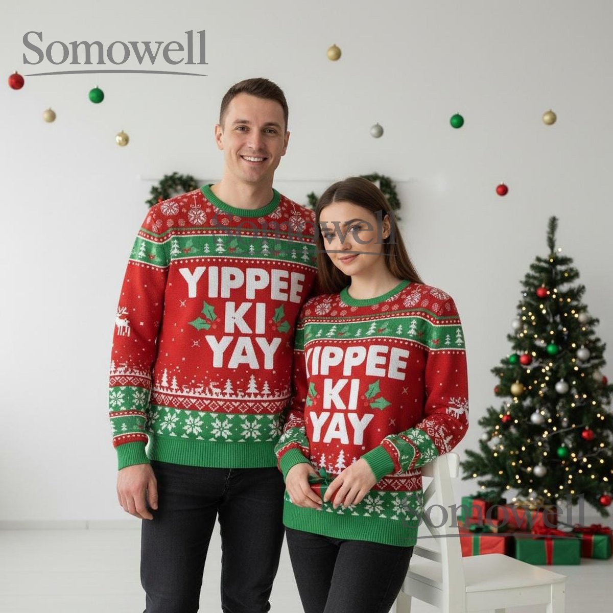 Yippee Ki Yay Christmas Ugly Sweater Funny Holiday Knit