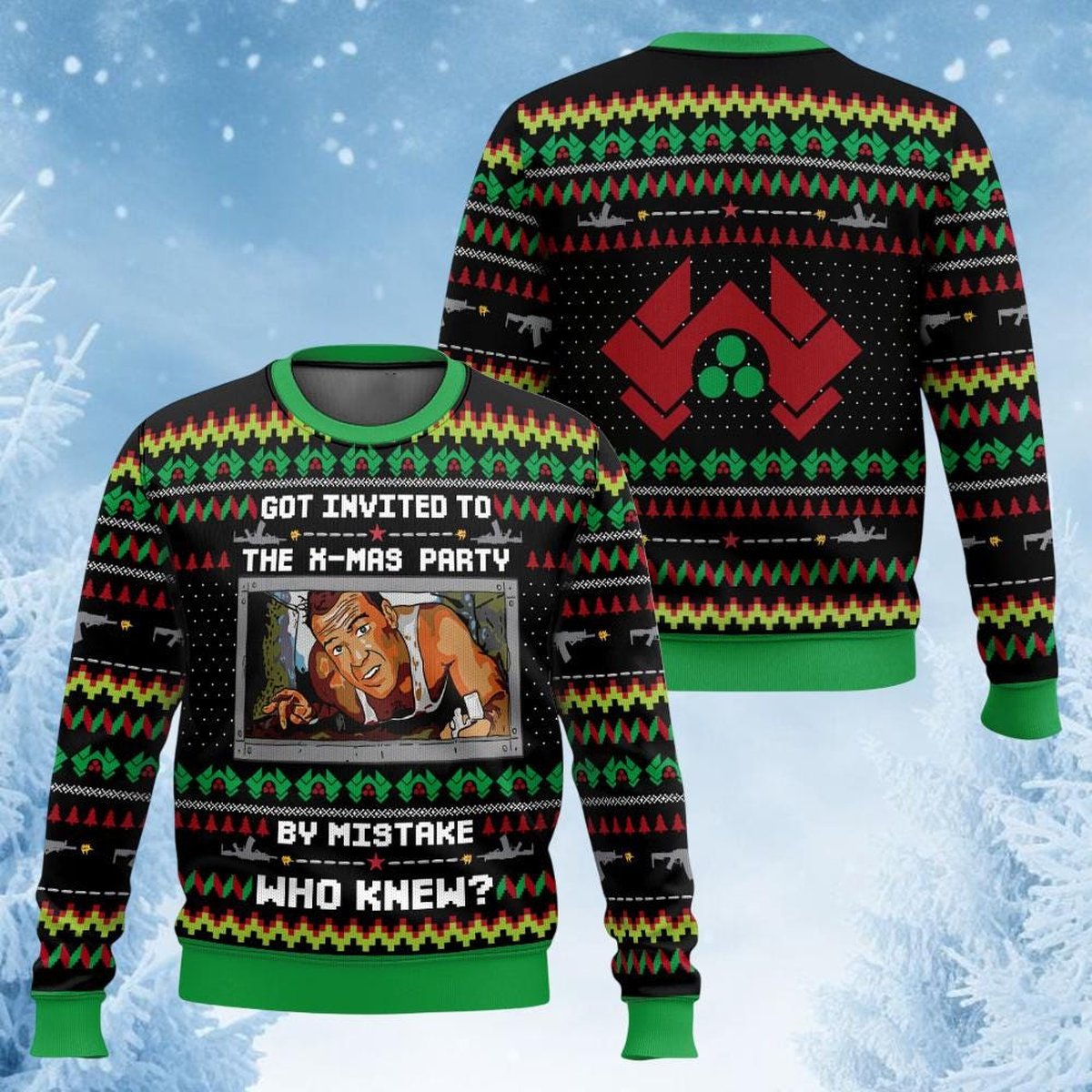Die Hard Movie X-Mas Party Christmas Sweater Funny Holiday Knit
