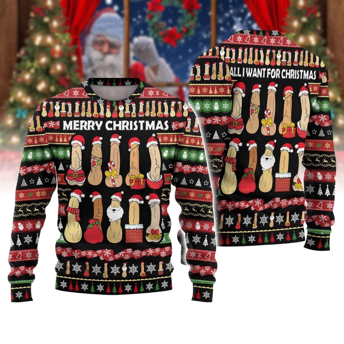 Dirty Cockmas Ugly Sweater Funny Adult Humor Naughty Christmas Party Gift