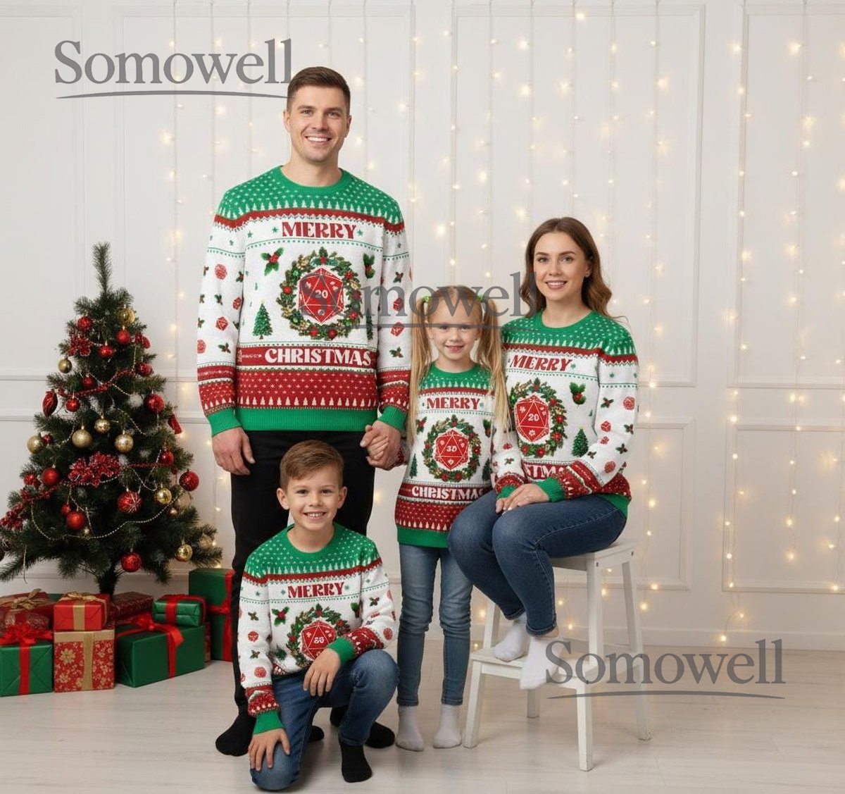 D20 Merry Christmas Sweater Matching Family DnD Holiday Knit