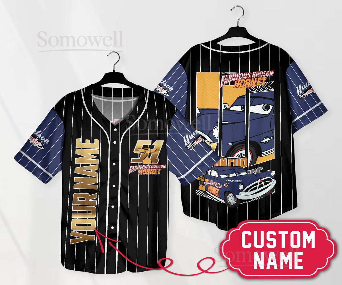 Doc Hudson Baseball Jersey Sirt Cars Jersey Pixar Cars Cartoon Shirt Hudson Shirt Gifts