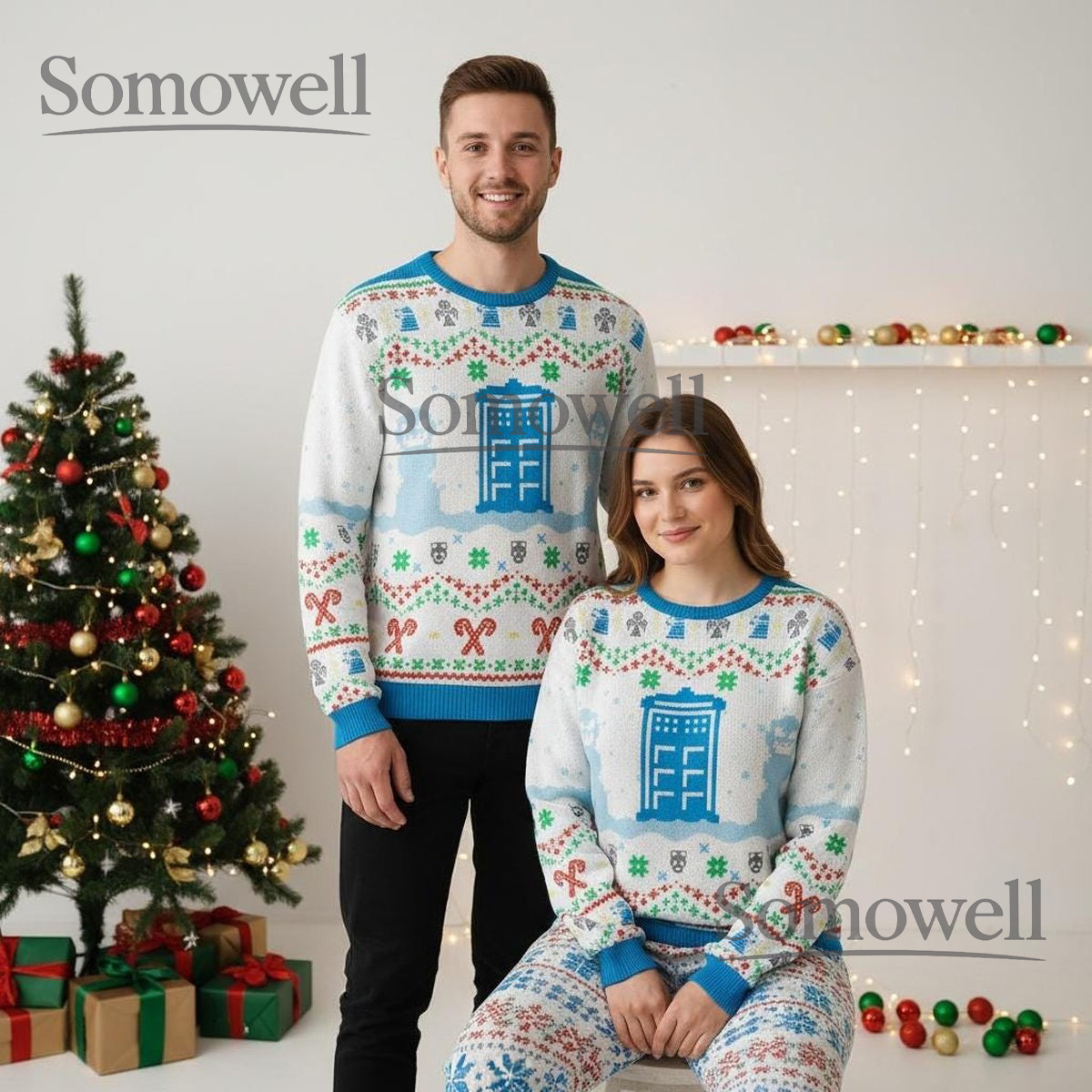 Doctor Who Snowman TARDIS Christmas Sweater Festive Geek Style