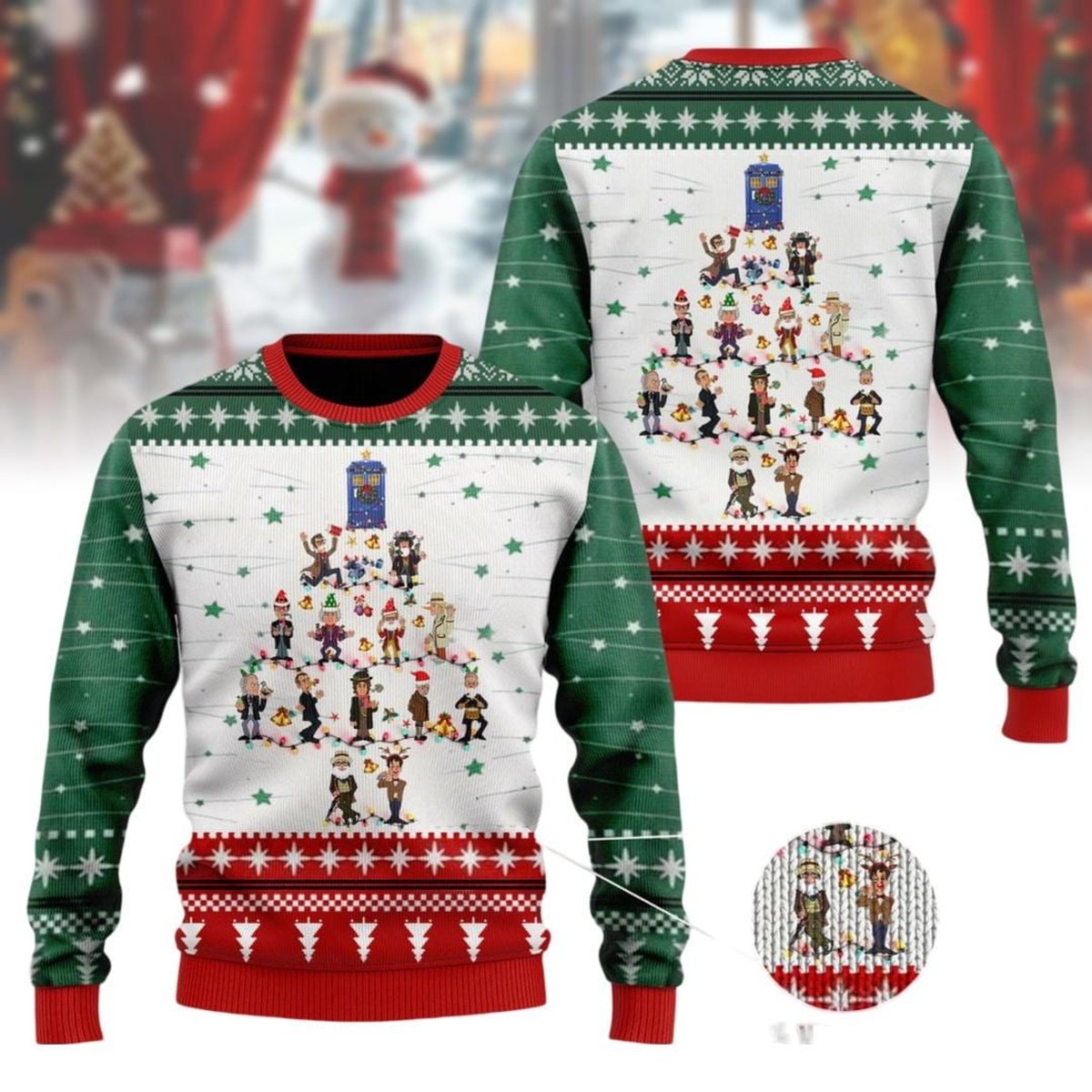 Doctor Who Ugly Sweater Time Lord Tardis Sci Fi Fans Holiday Christmas Gift