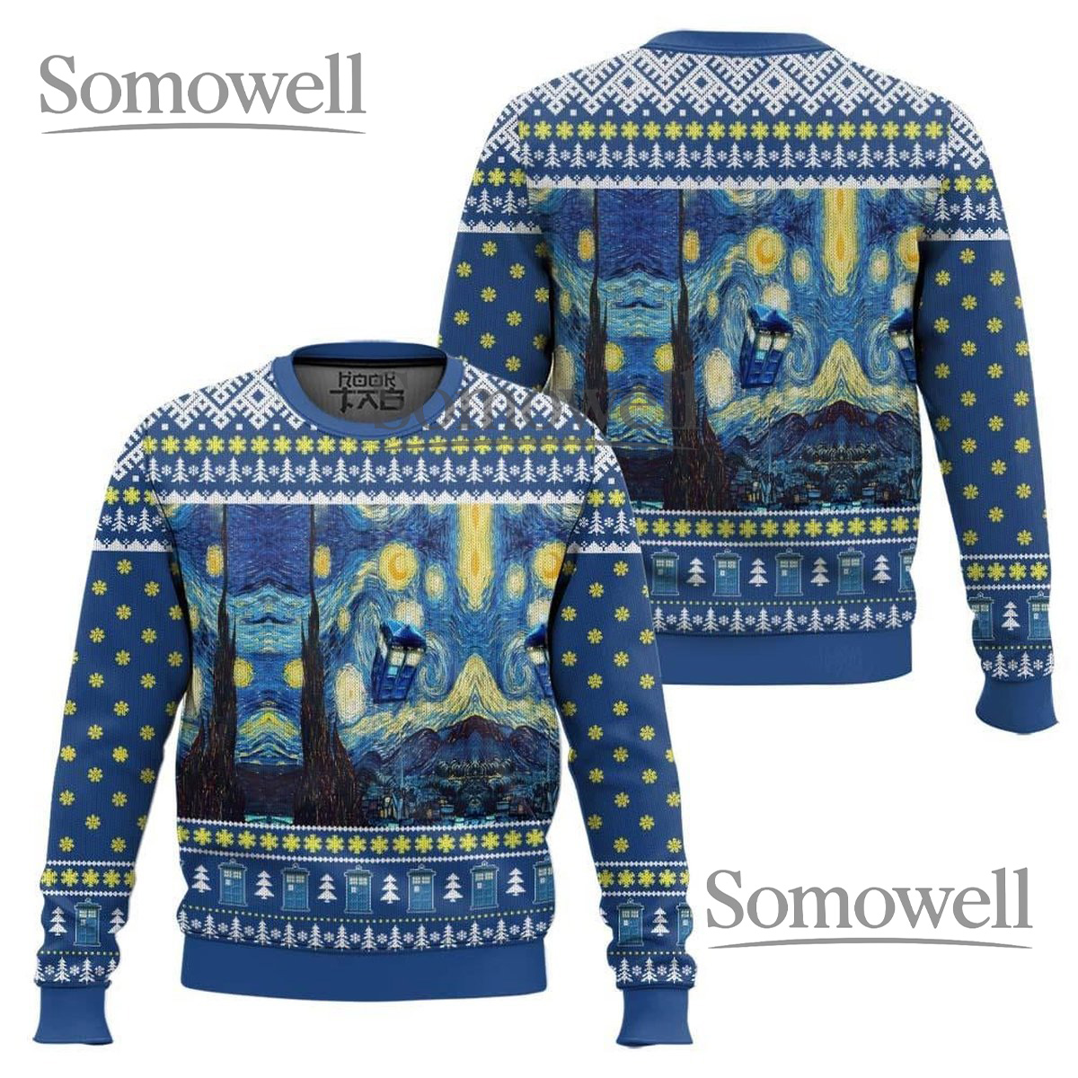 Doctor Who Starry Night Ugly Christmas Sweater Van Gogh Galaxy Holiday Jumper