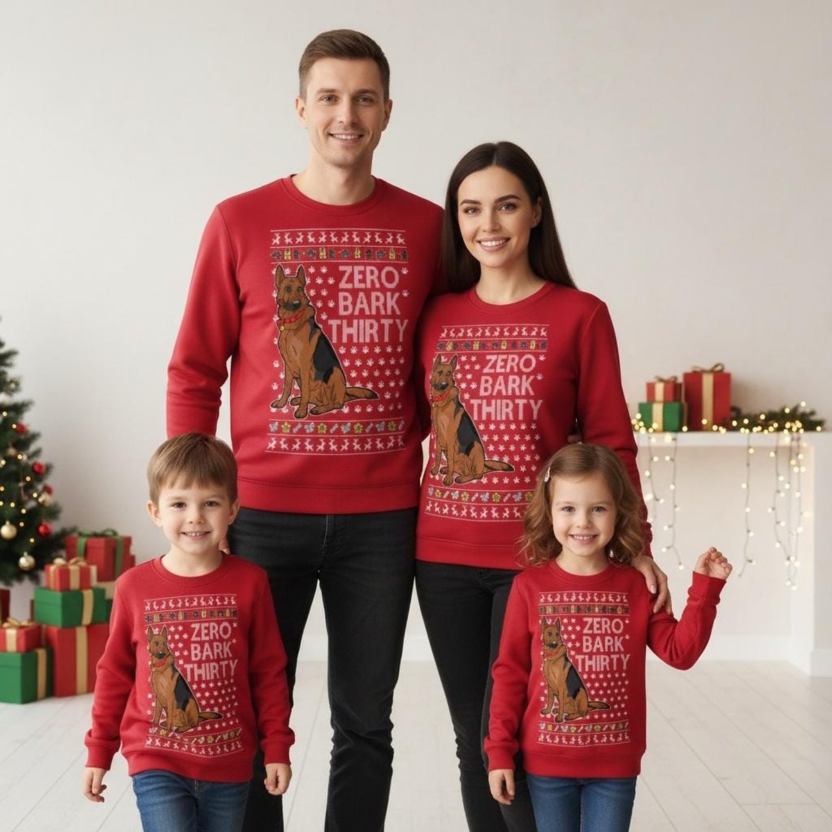 Zero Bark Thirty Funny Dog Red Ugly Christmas Sweater Holiday Knit Gift