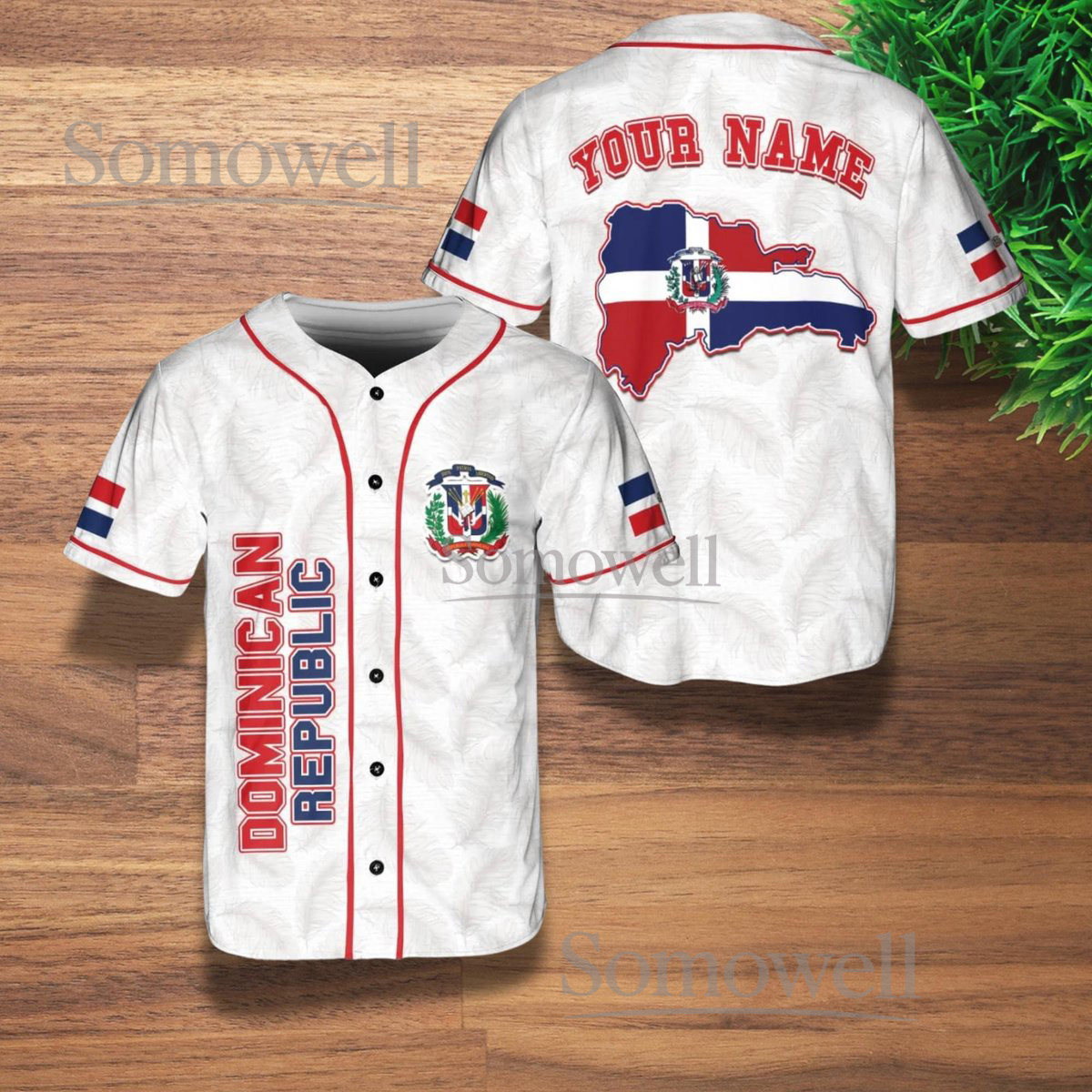 Dominican Republic Baseball Jersey Shirt White Custom Name Red Blue Flag Gift