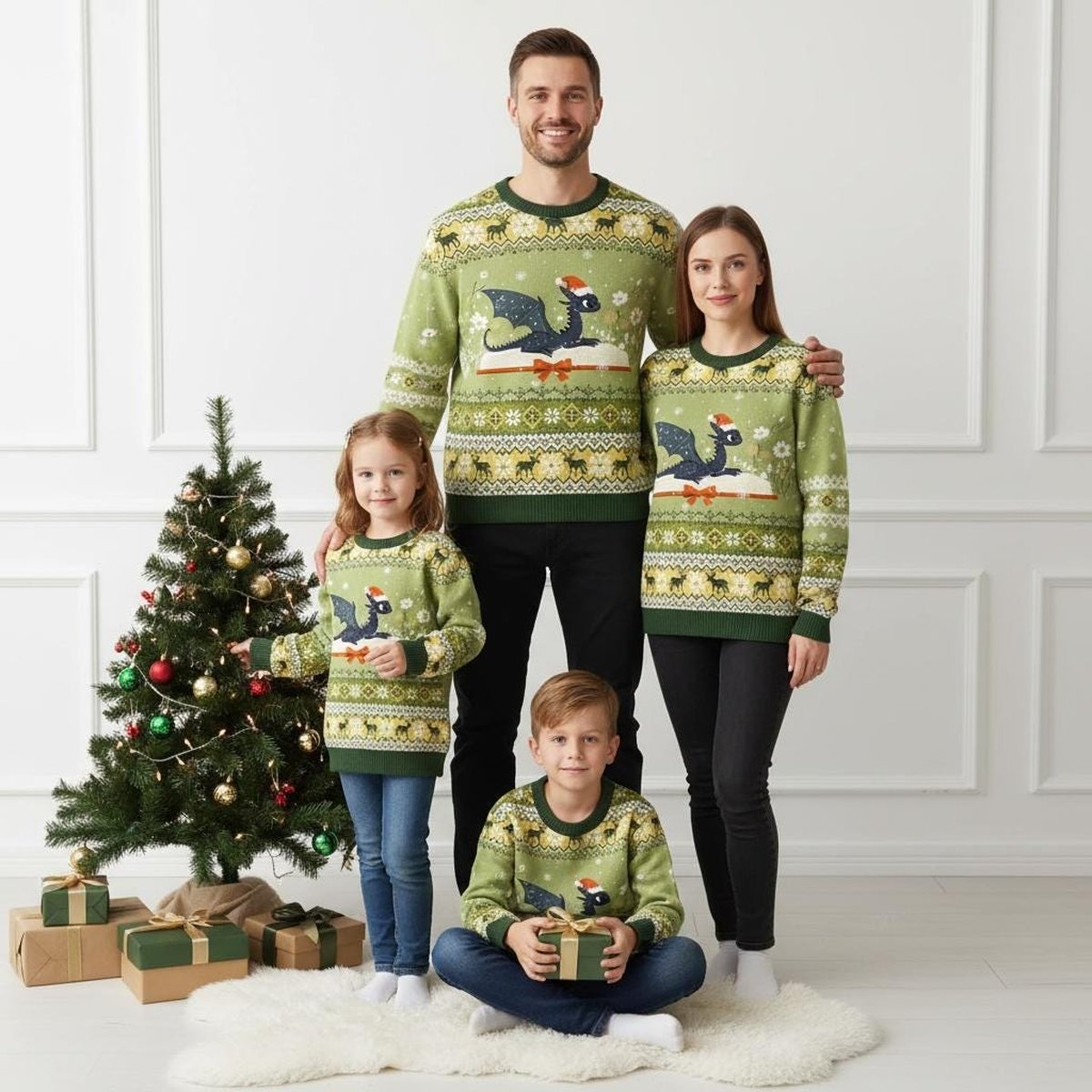 Dragon Bookish Green Ugly Christmas Sweater Cute Fantasy Reading Holiday Knit Jumper