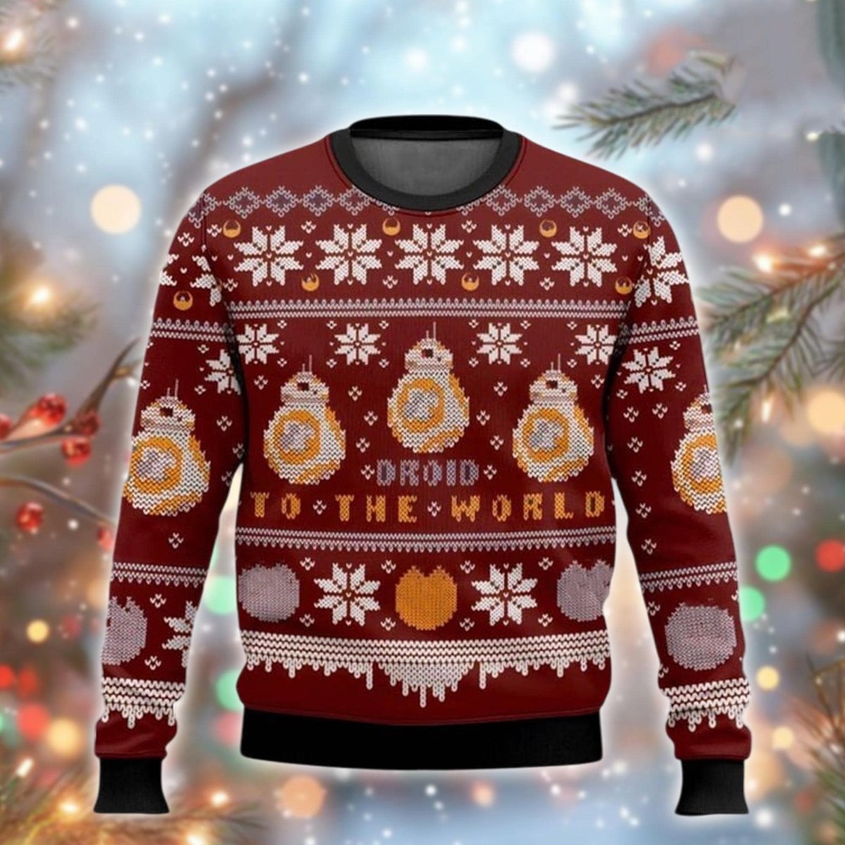 Star Wars BB8 Droid To The World Ugly Sweater Cute Funny Christmas Gift Idea