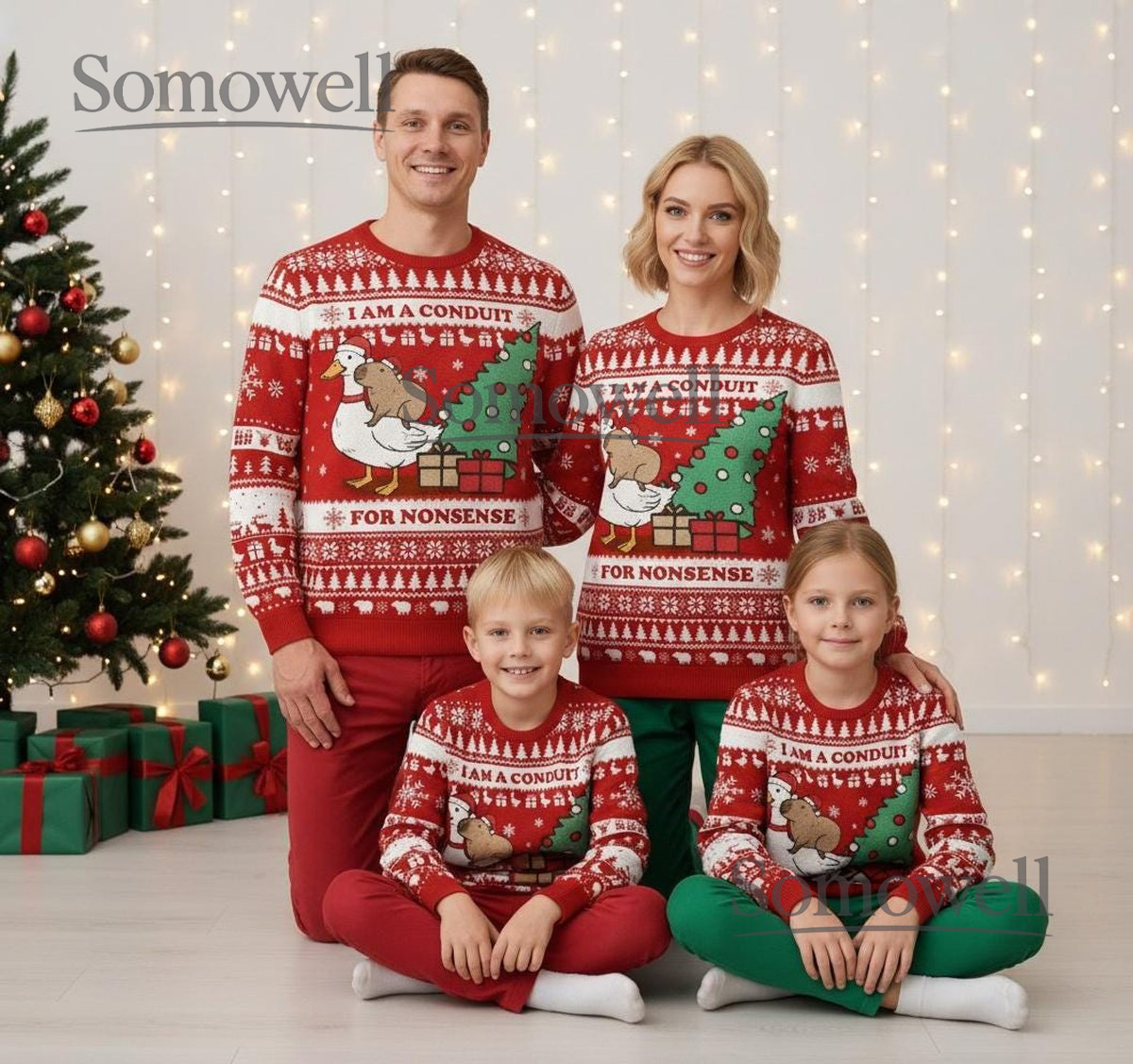 Duck and Capybara Christmas Sweater Funny Animal Holiday Knit Gift