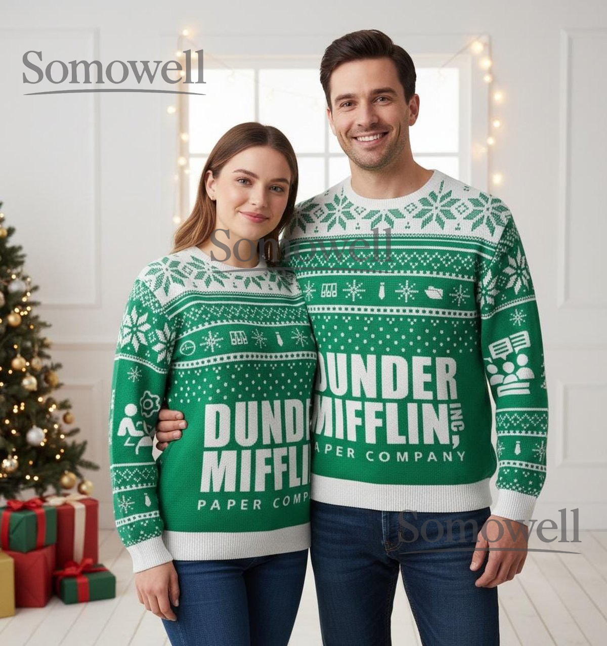 Dunder Mifflin Christmas Sweater Funny Office Holiday Knit Gift