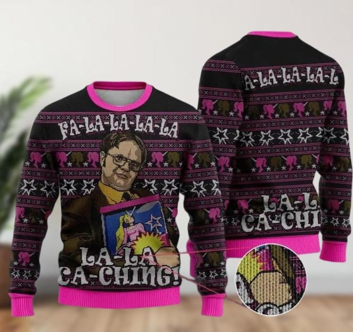 Dwight Schrute Fa La La Ca Ching Ugly Christmas Sweater The Office Funny Holiday Jumper