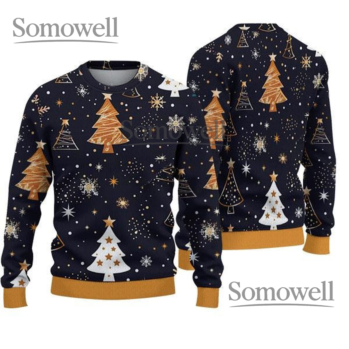 Elegant Christmas Tree Pine Knitted Sweater Ugly Christmas Sweater Holiday Knit Gift