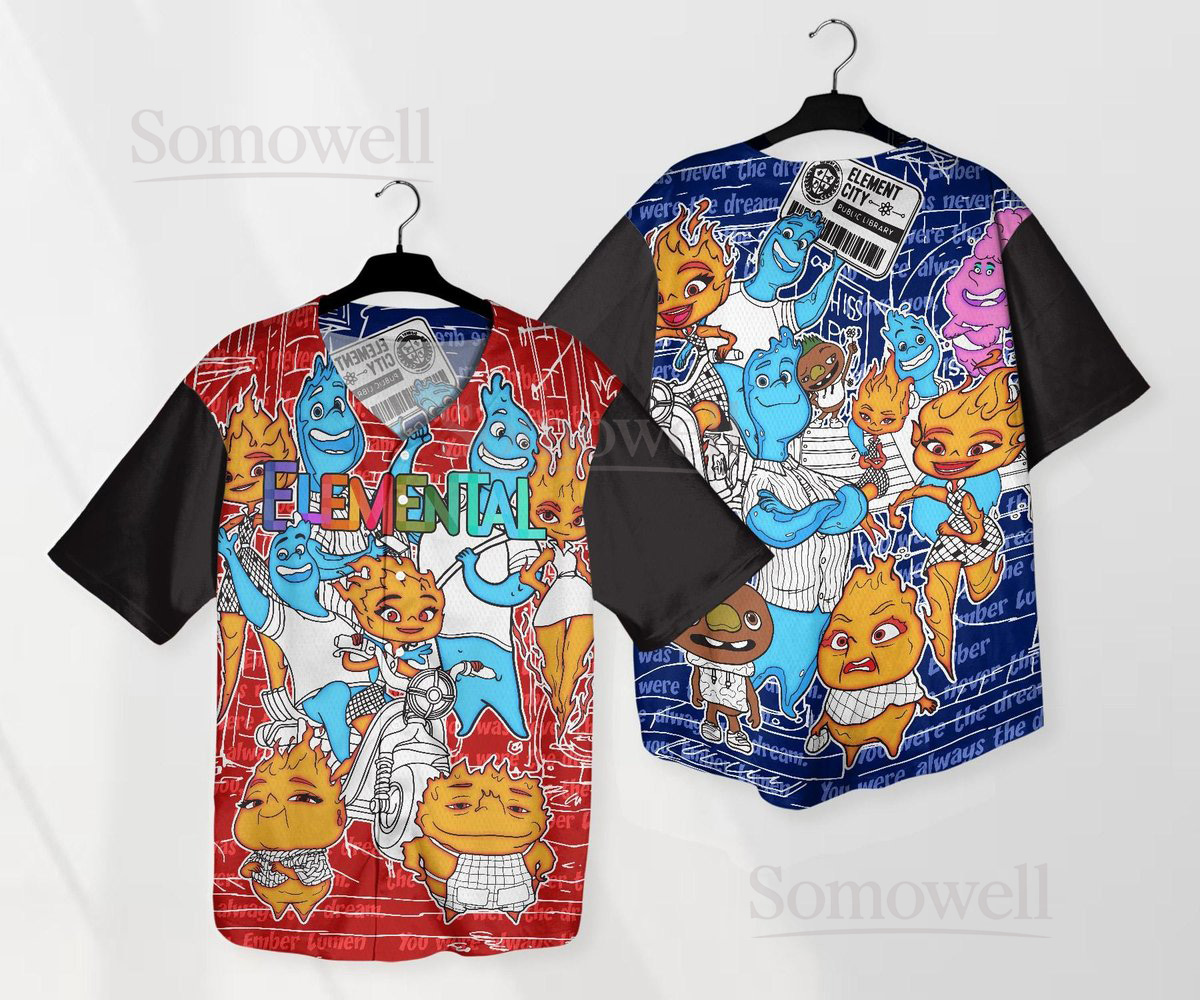 Elemental Baseball Jersey Wade and Ember Jersey Shirt for Cartoon and Animation Fans with Custom Artwork
