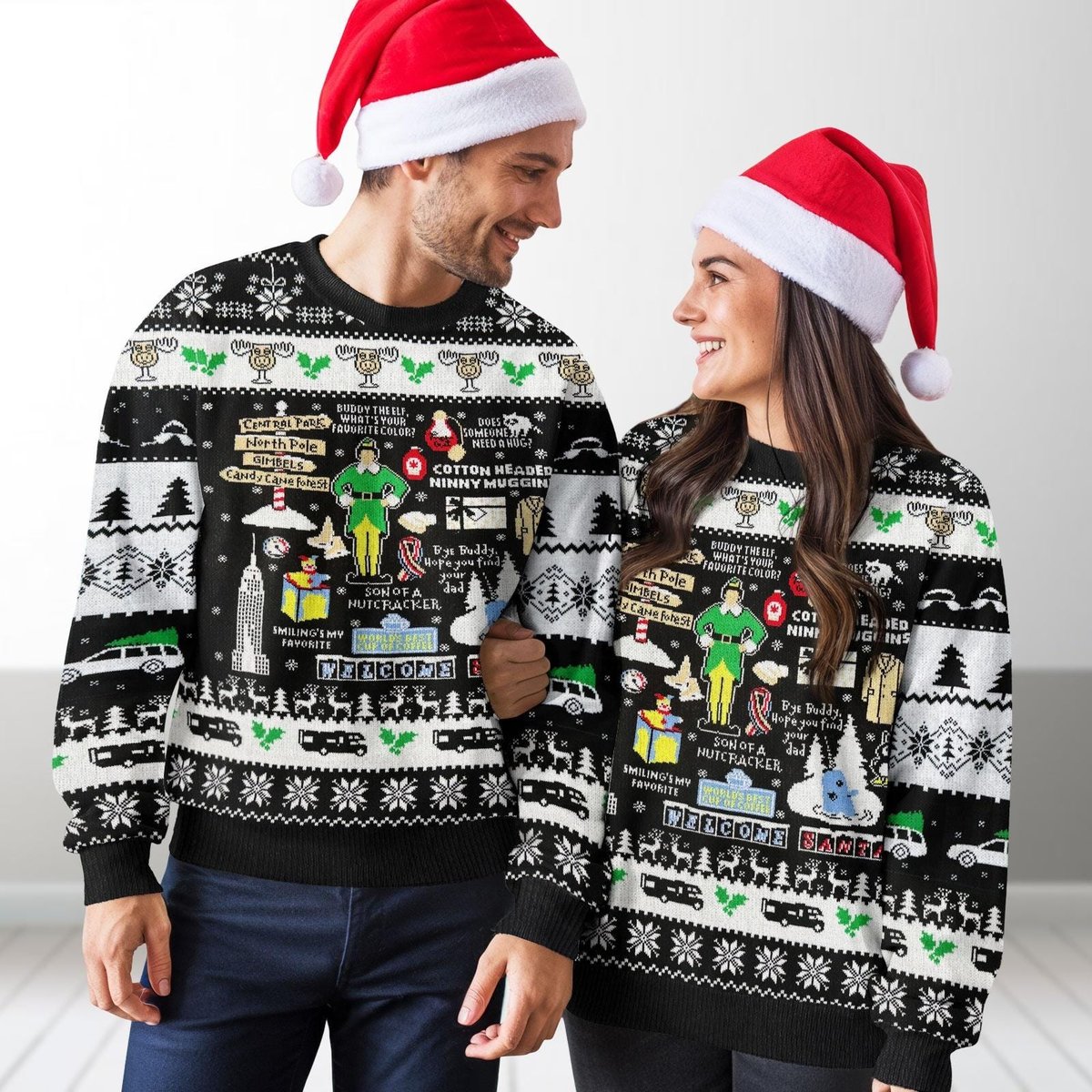 Buddy The Elf Knit Ugly Sweater Funny Christmas Movie Fans Holiday Gift