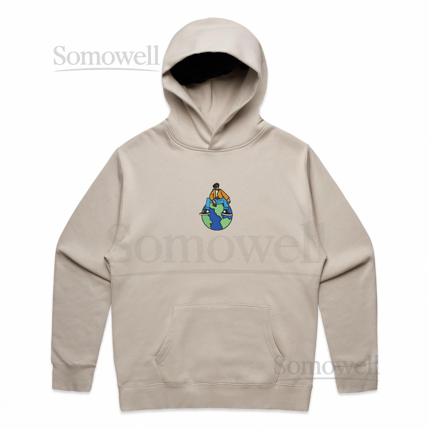 Embroidered Globe BF Vintage Tee, Sweatshirt, Hoodie (With Backprint)