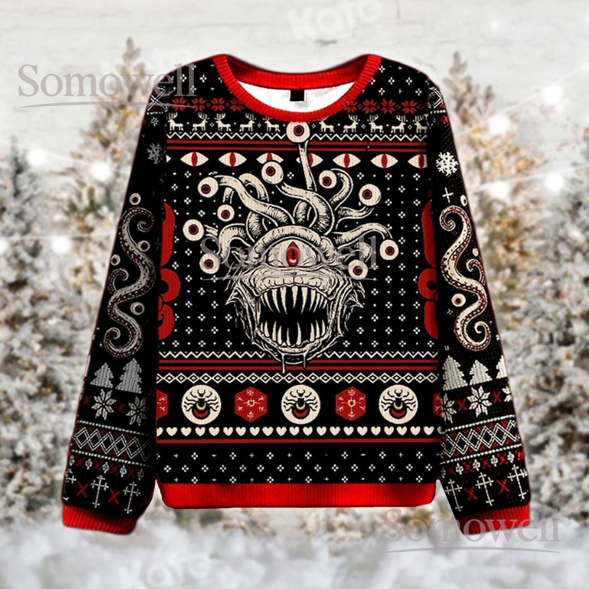 Beholder Eye Monster Ugly Christmas Sweater Fantasy Horror Gamer Holiday Gift