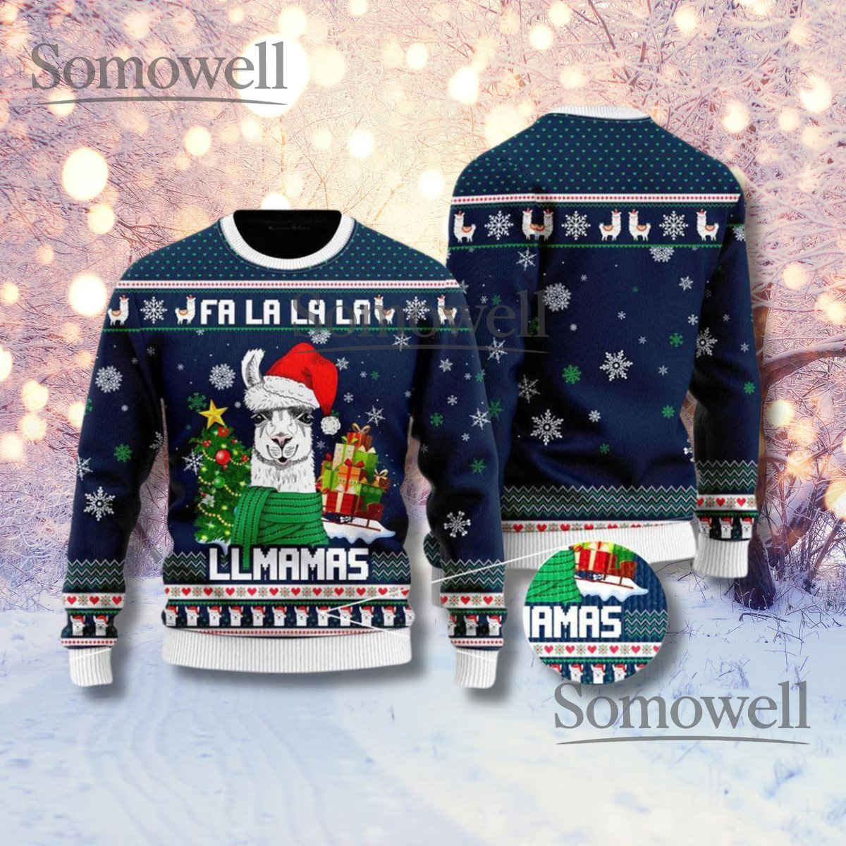 Fa La La Llamas Ugly Christmas Sweater Funny Llama Holiday Knit Pullover Gift