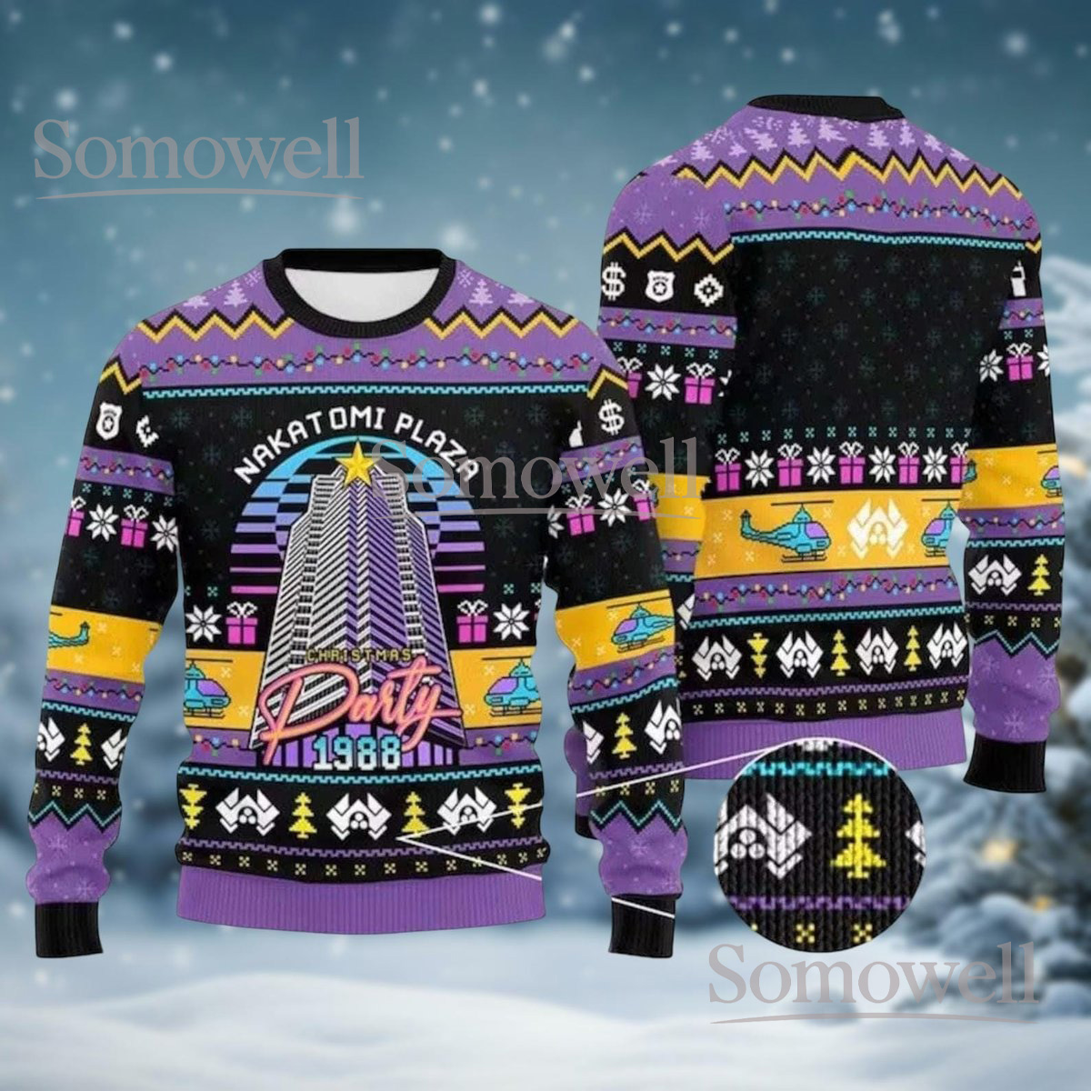 Nakatomi Plaza Christmas Party 1988 Ugly Christmas Sweater Die Hard Retro Gift