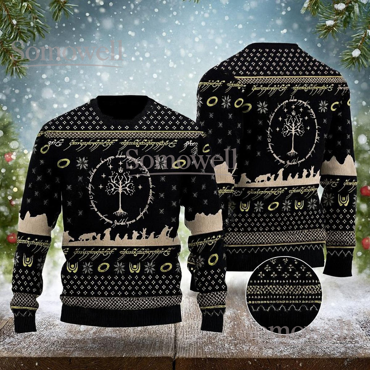 Lord Of The Rings White Tree Ugly Christmas Sweater Middle Earth Fantasy Gift