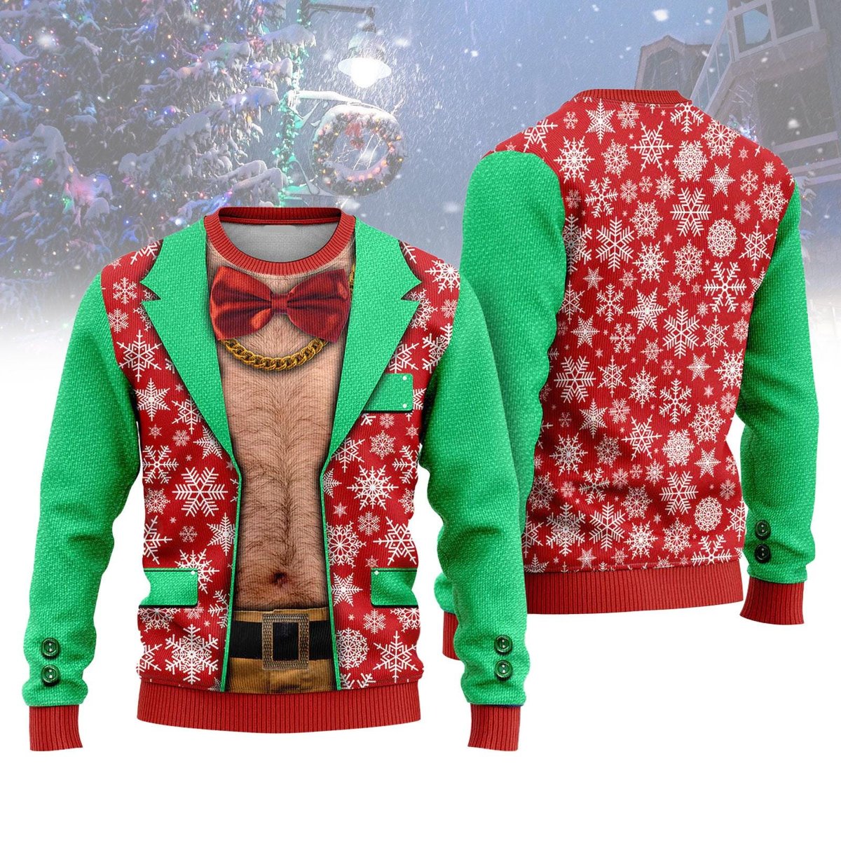 Faux Real Suit Print Ugly Sweater Funny Realistic Tuxedo Christmas Gift