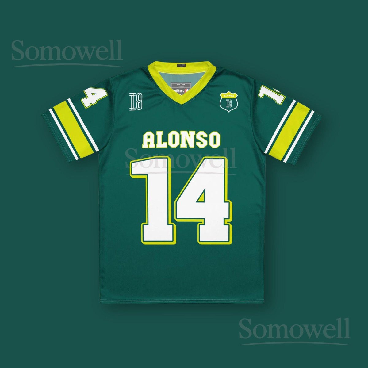 Custom Fernando Alonso Aston Martin F1 Football Jersey Shirt for Racing Fans Green and Yellow British Motorsport Apparel