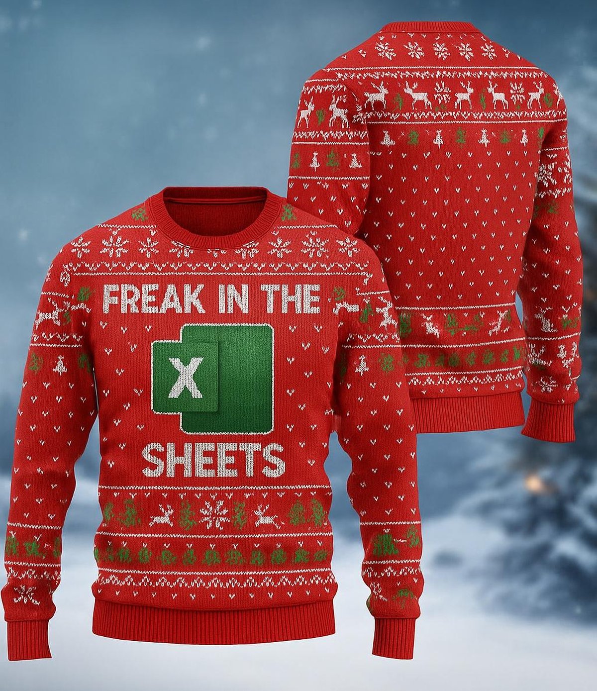 Freak In The Sheets Excel Ugly Christmas Sweater Funny Office Geek Holiday Jumper