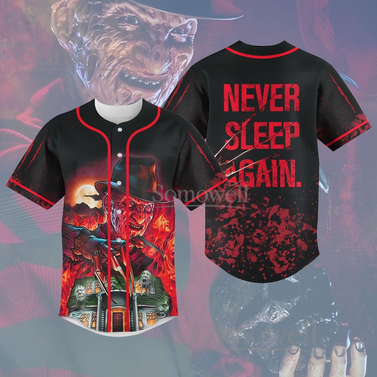 Freddy Krueger Baseball Jersey Shirt Nightmare On Elm Street Horror Gift
