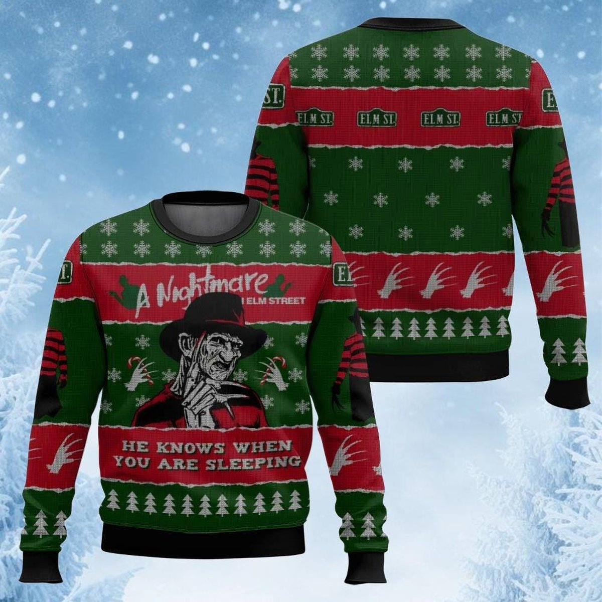 Freddy Krueger Nightmare On Elm Street Ugly Christmas Sweater