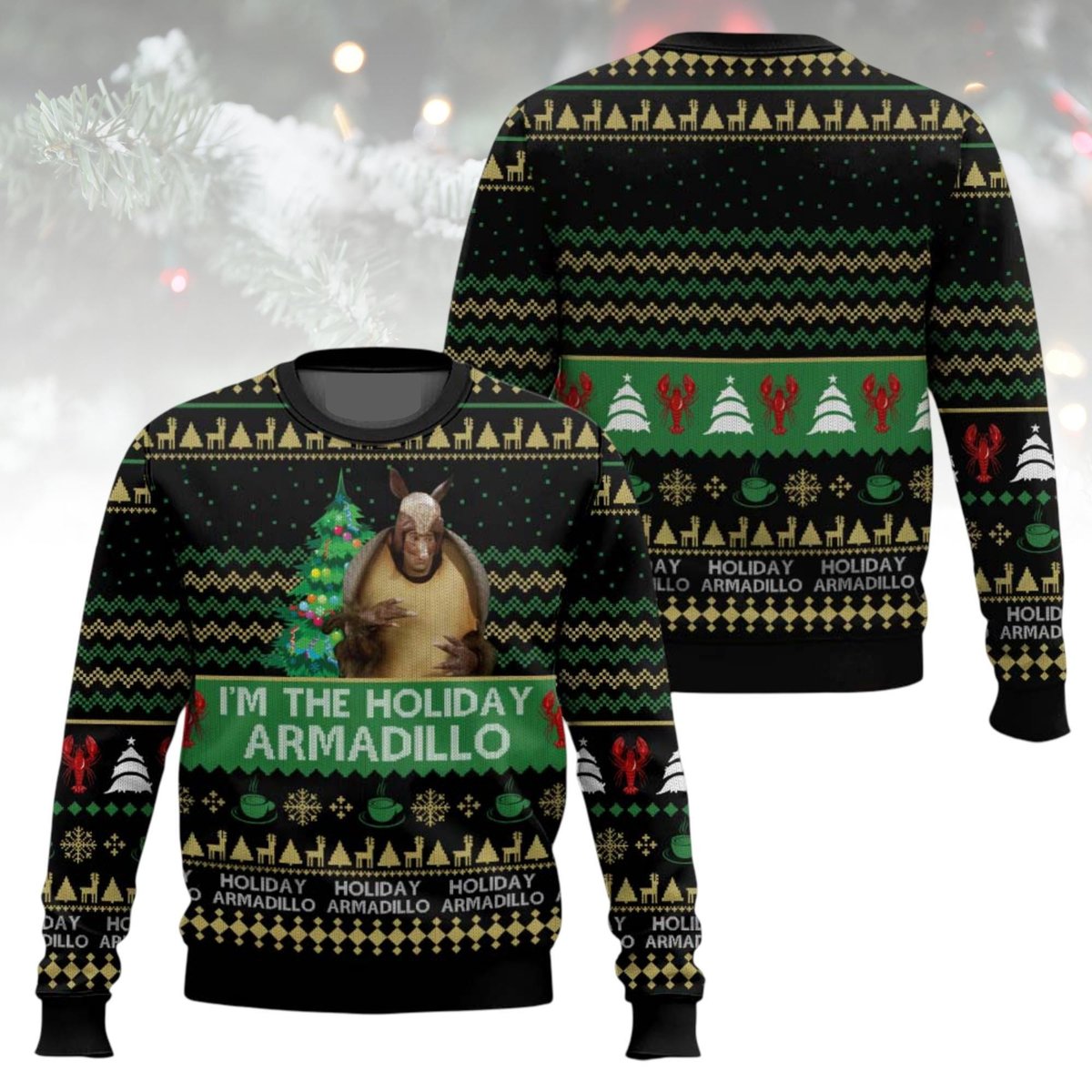 Friends The Holiday Armadillo Ugly Christmas Sweater Holiday Knit Gift