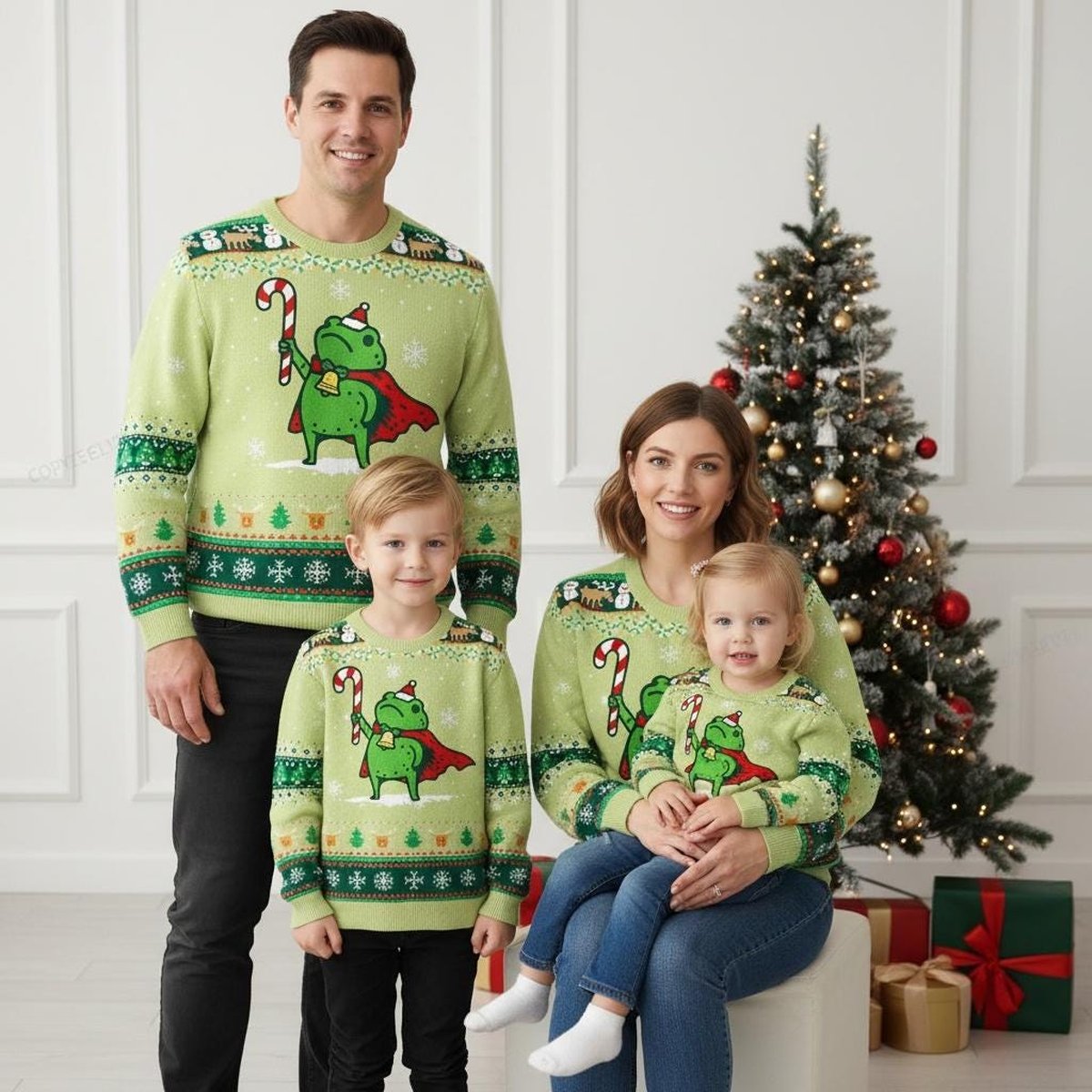 Frog Defender Green Ugly Christmas Sweater Defend the Public Library Funny Holiday Knit Jumper
