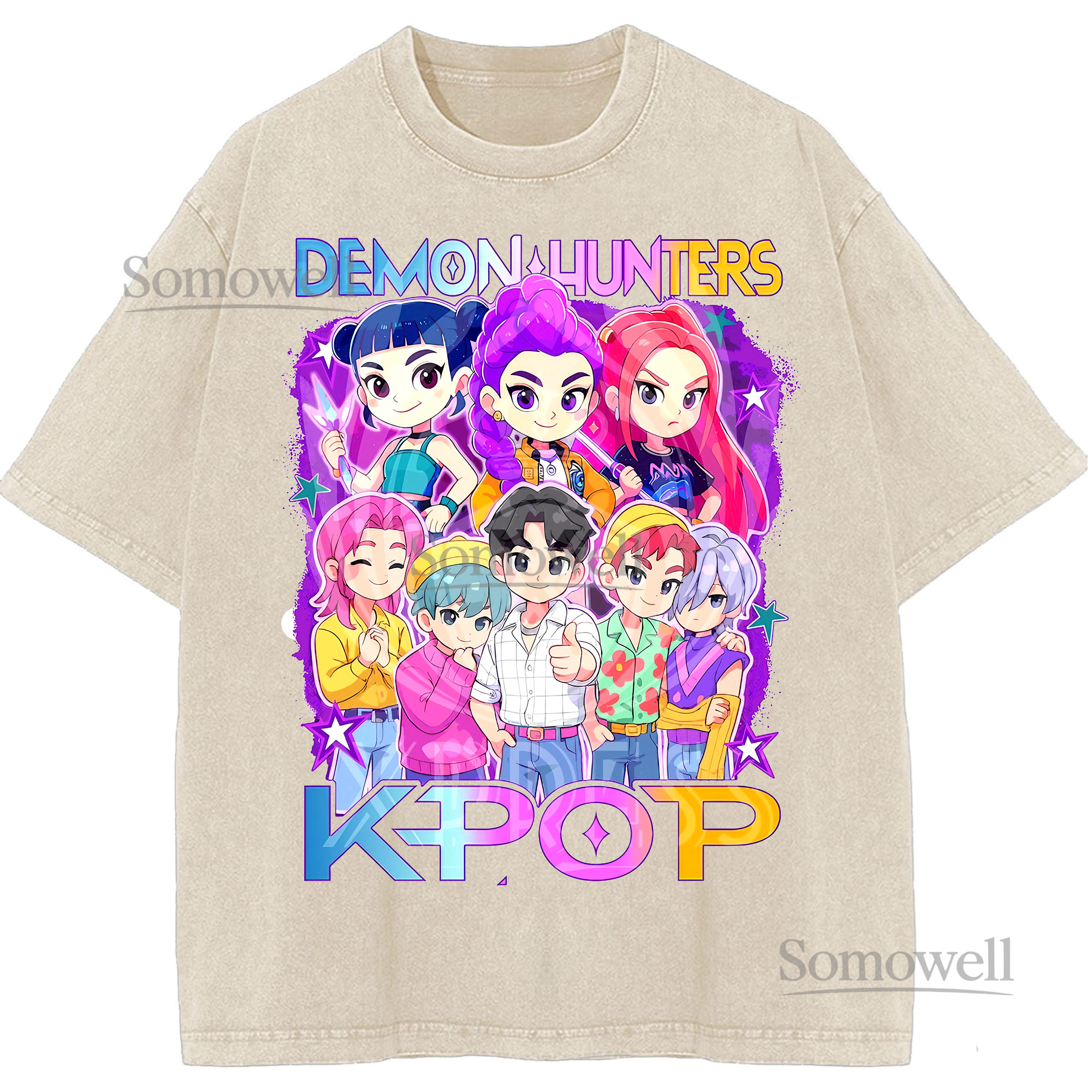 Demon Hunters KPOP Anime Group Vintage TShirt Korean Drama Streetwear