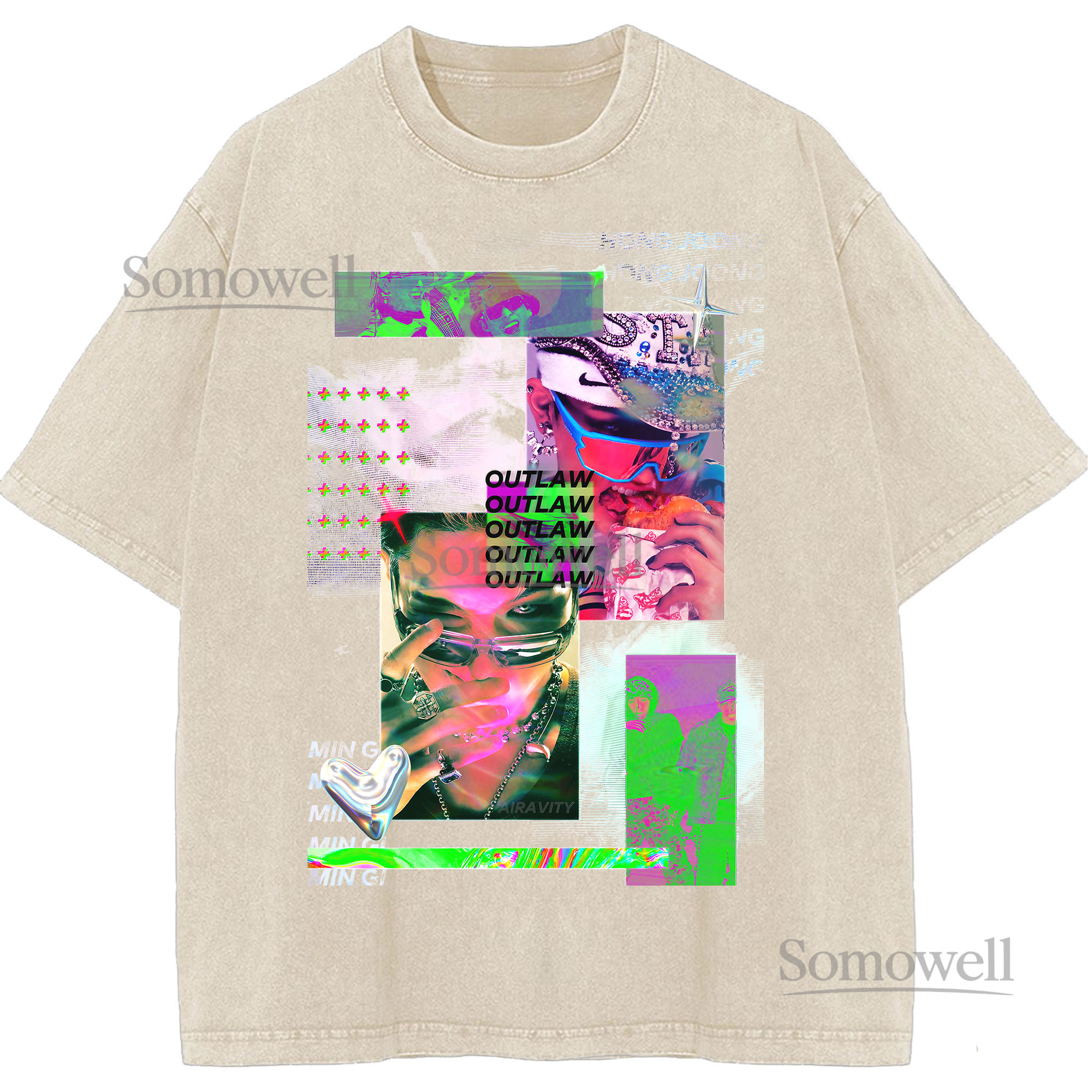 Outlaw Colorful Retro Pop Art Collage Graphic ,hoodie sweatshirt vintage