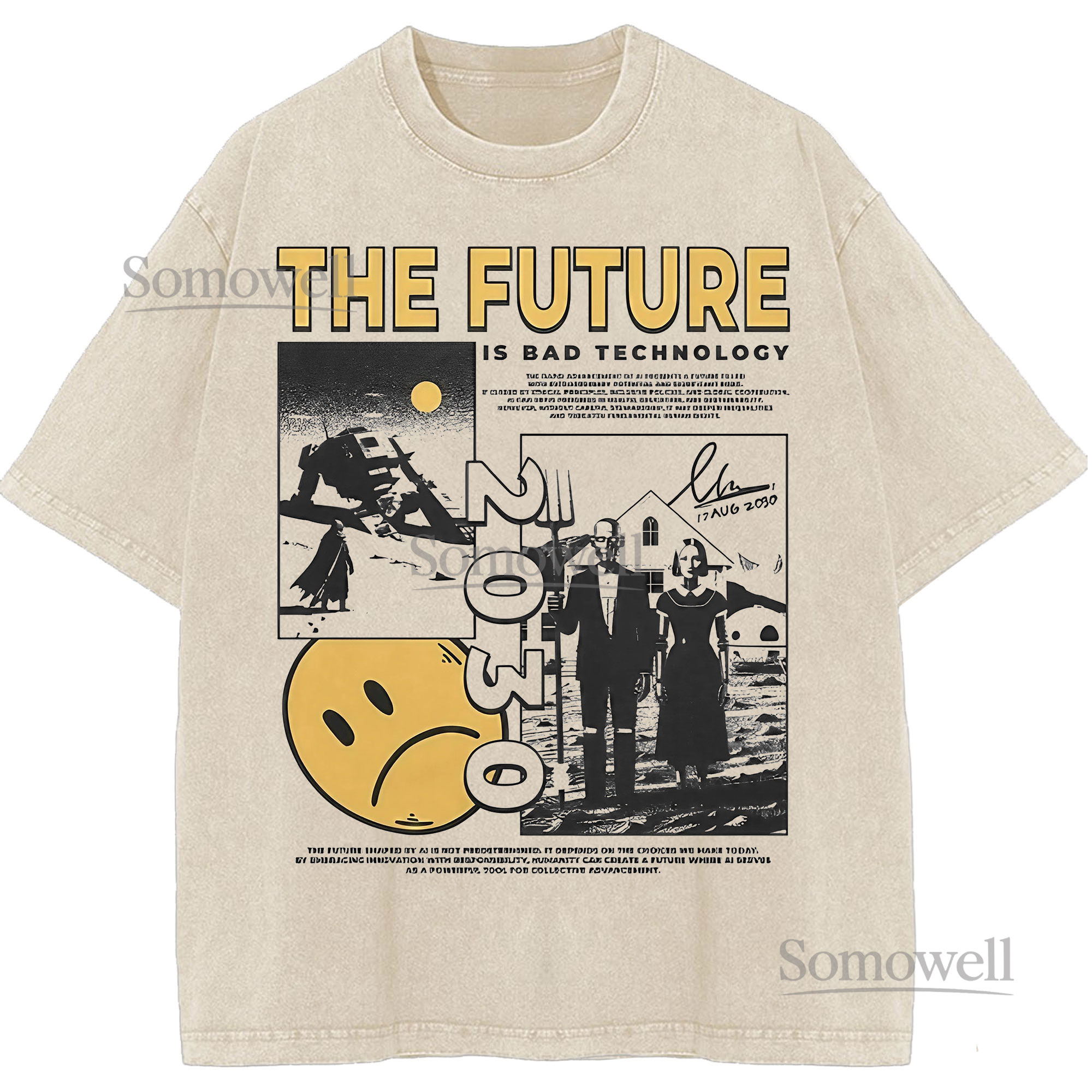 The Future is Bad Technology 2020 Sad Face Graphic ,hoodie sweatshirt t shirt vintage Urban Streetwear T Shirt