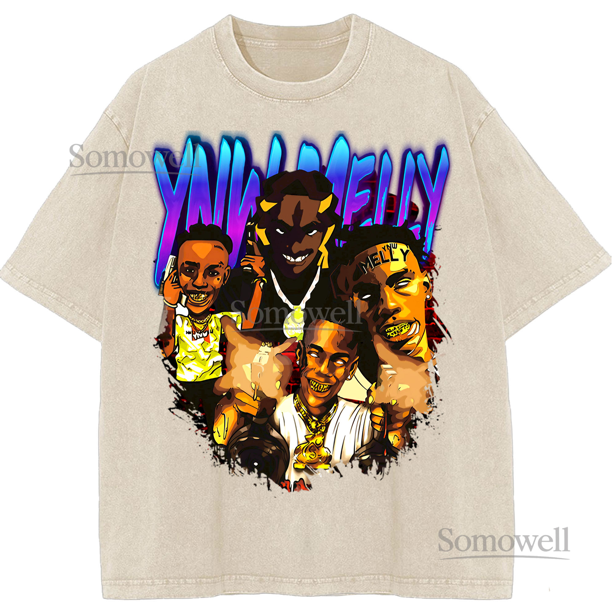 YNW Melly Rapper Cartoon Blue Purple Art ,hoodie sweatshirt vintage