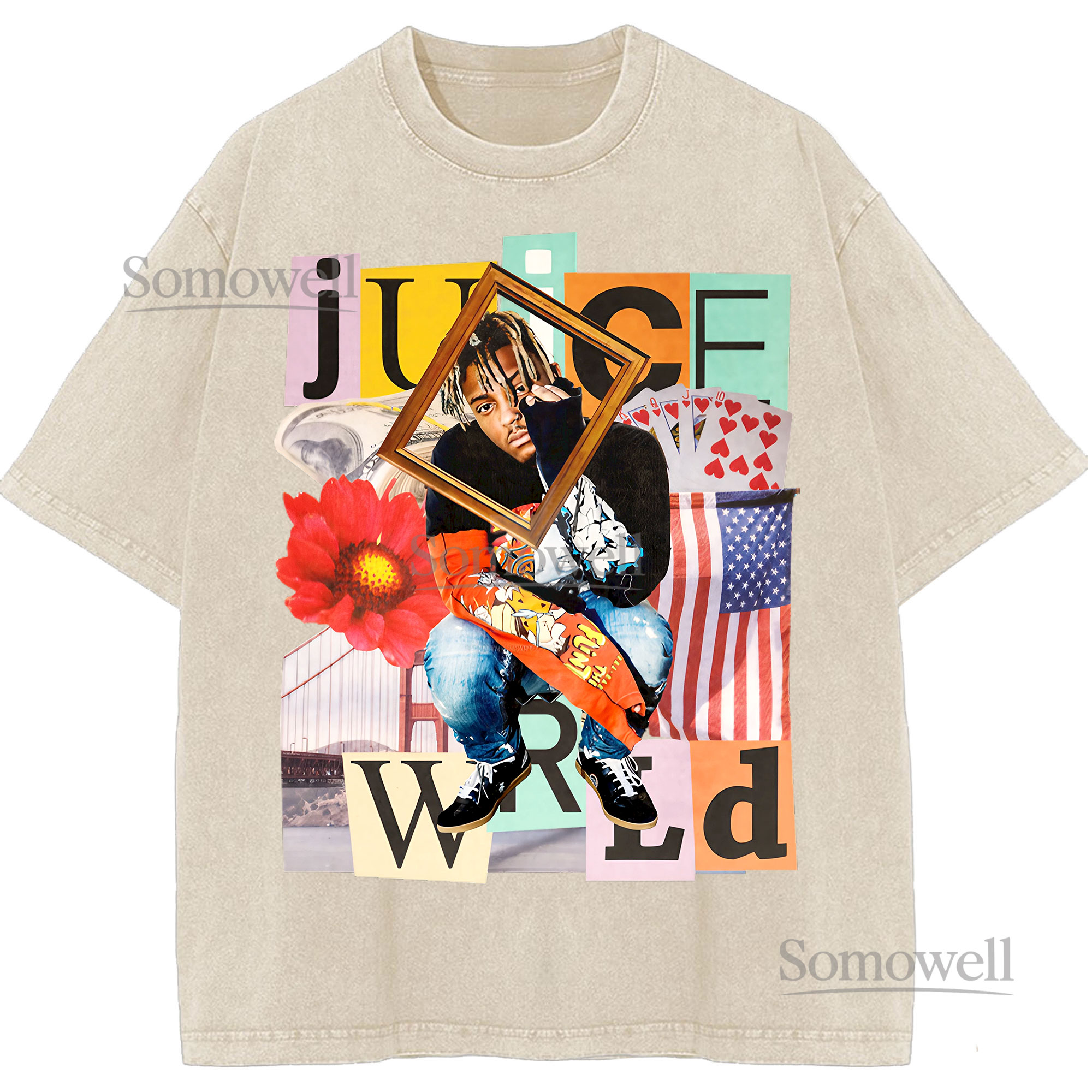 Juice Wrld Rapper Collage Vintage Bootleg TShirt Hip Hop Streetwear