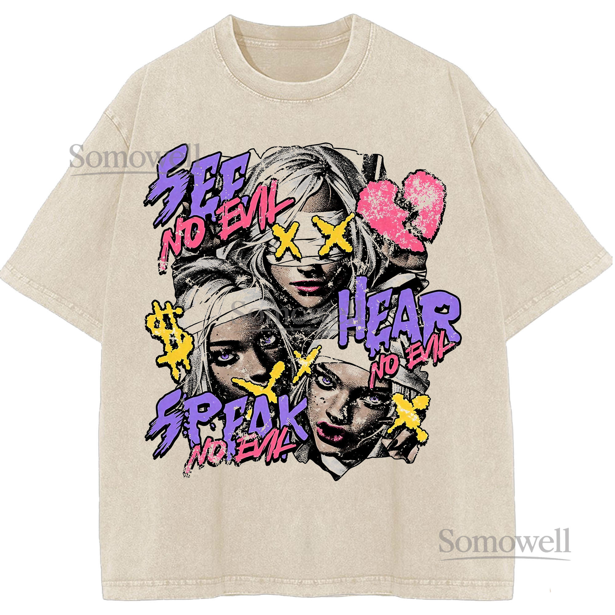 See No Evil Hear No Evil Speak No Evil Graffiti Pop Art Graphic ,hoodie sweatshirt t shirt vintage Urban Streetwear