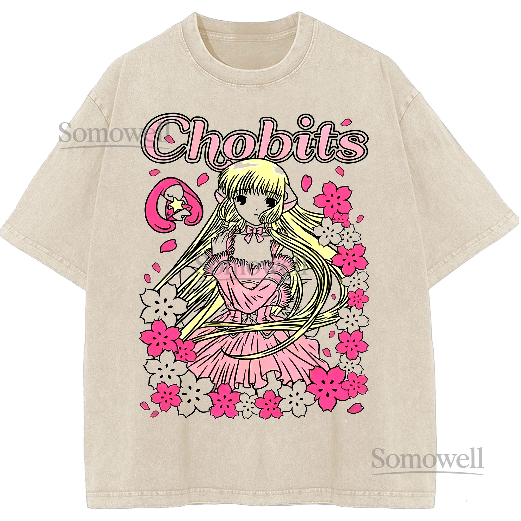 Chobits Chii Sakura Blossom Anime Girl Graphic ,hoodie sweatshirt t shirt vintage Japanese Manga T Shirt