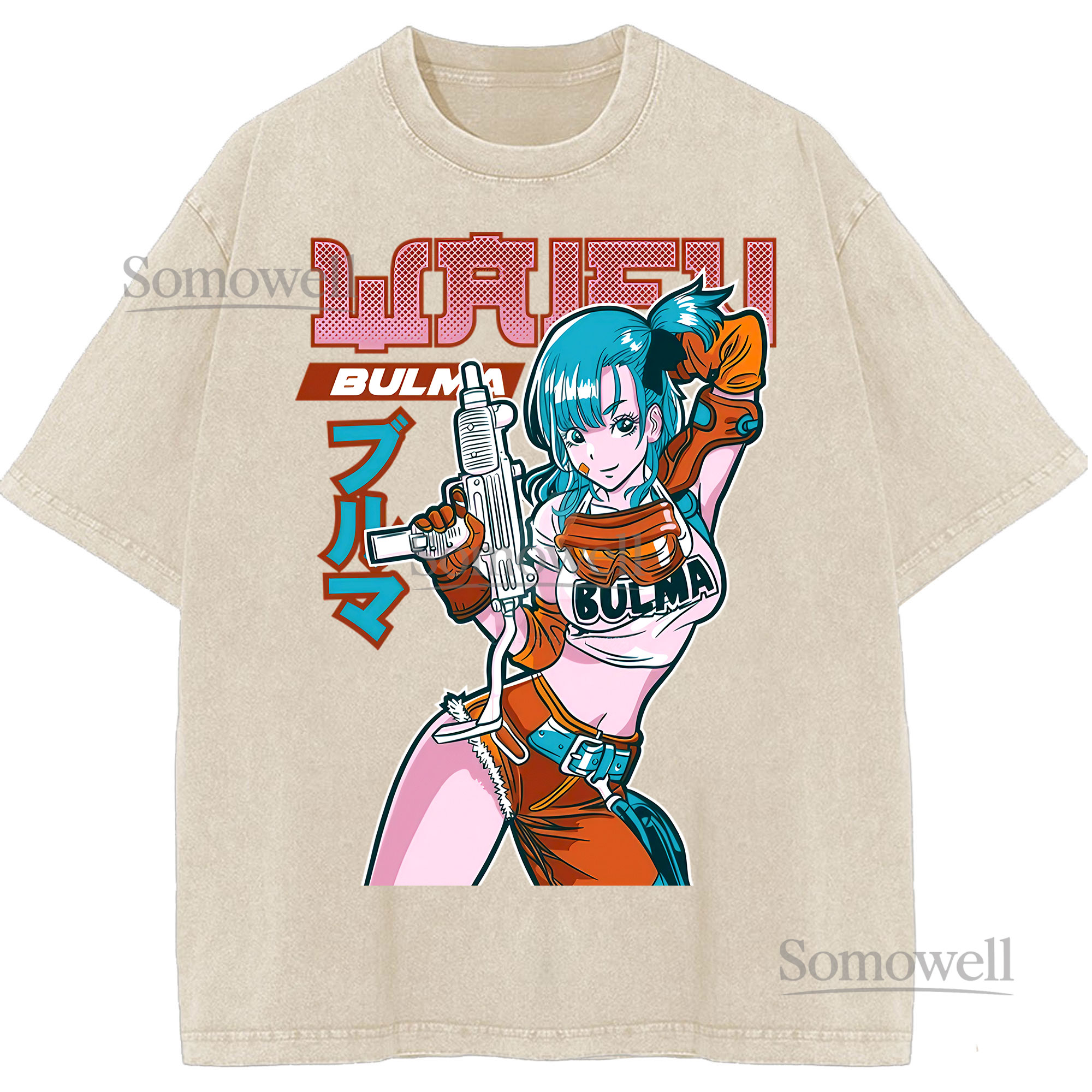 Dragon Ball Bulma Pink Hair Gun Girl Anime Graphic ,hoodie sweatshirt t shirt vintage Japanese Manga T Shirt