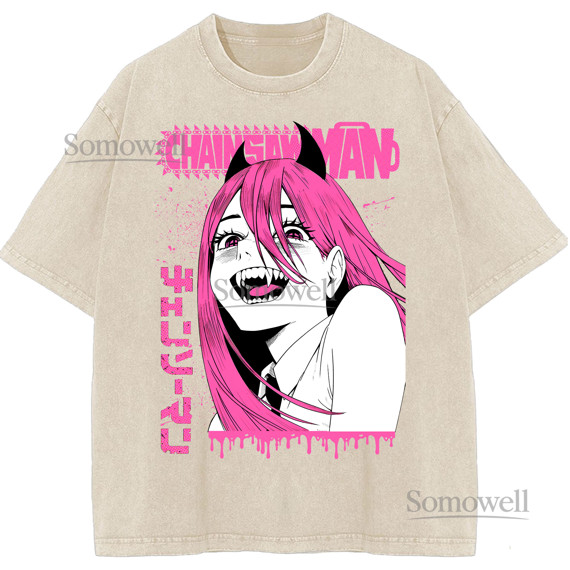 Power Girl Chainsaw Man Anime Pink Hair Graphic ,hoodie sweatshirt t shirt vintage Japanese T Shirt
