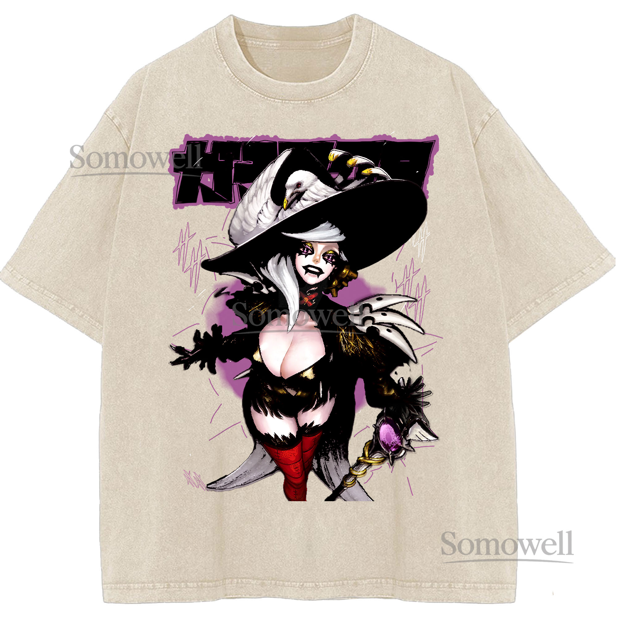 Anime Witch Girl Graphic ,hoodie sweatshirt t shirt vintage Fantasy Sorceress Japanese Streetwear T Shirt