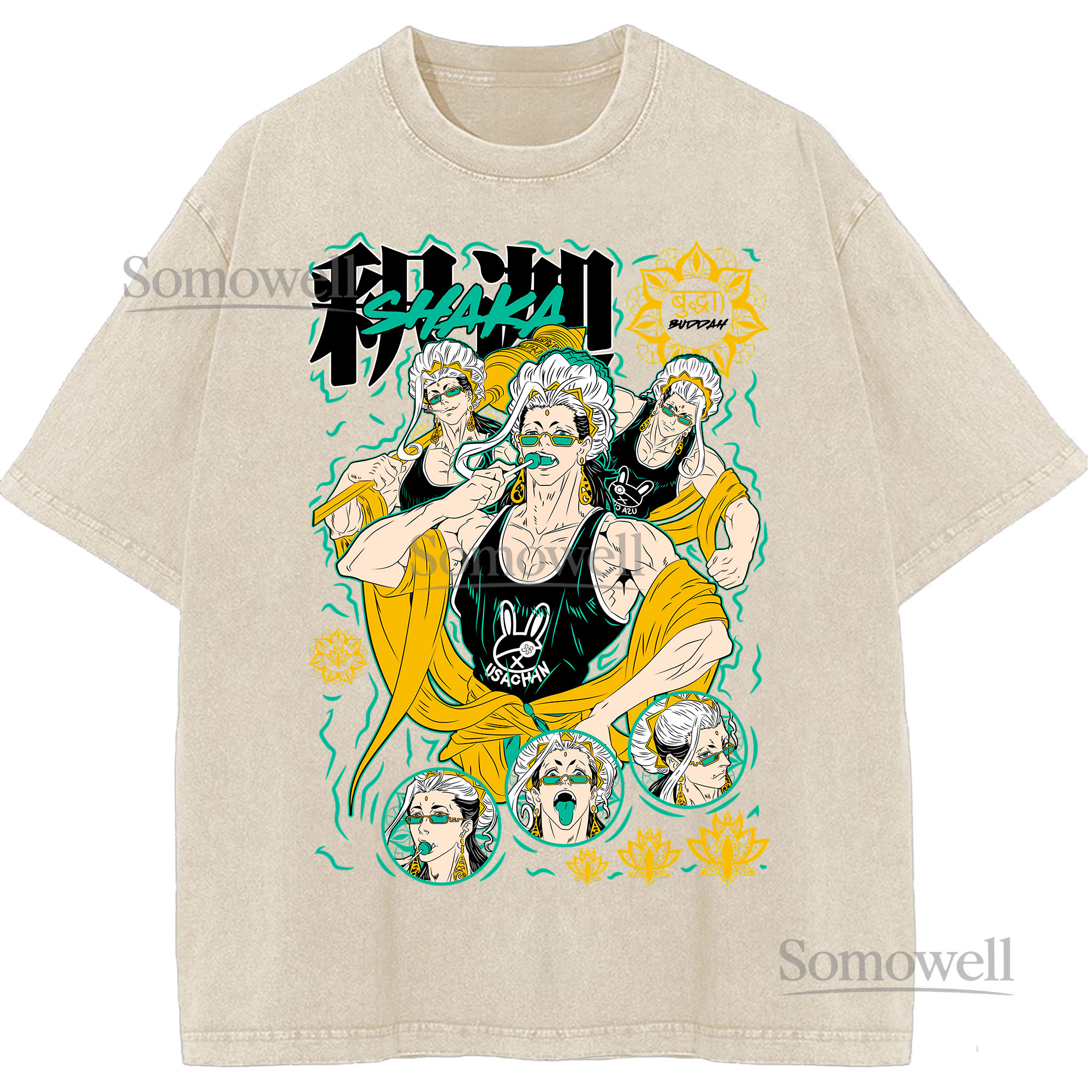 Anime Buddha Shaka Golden Warrior Graphic ,hoodie sweatshirt t shirt vintage Japanese Streetwear T Shirt