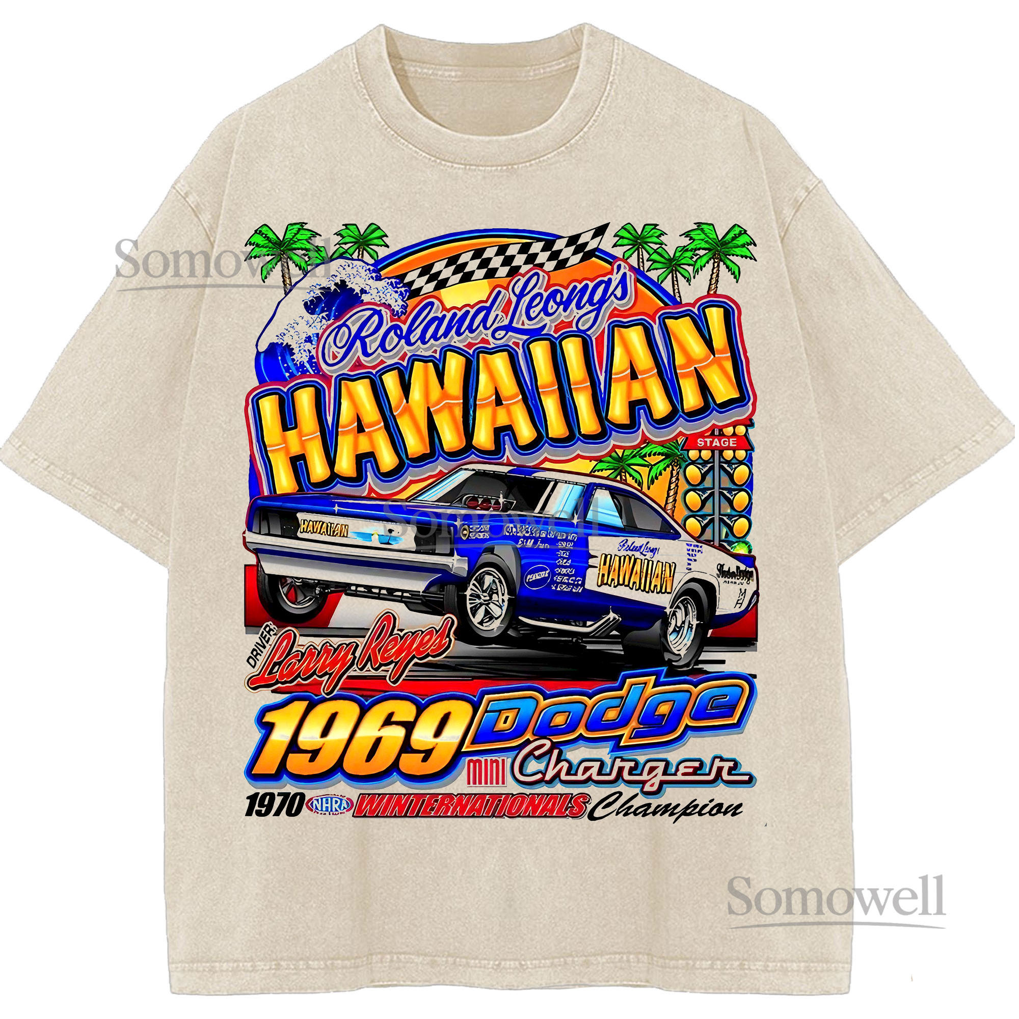 1969 Dodge Charger Hawaiian Drag Racing Vintage TShirt Muscle Car