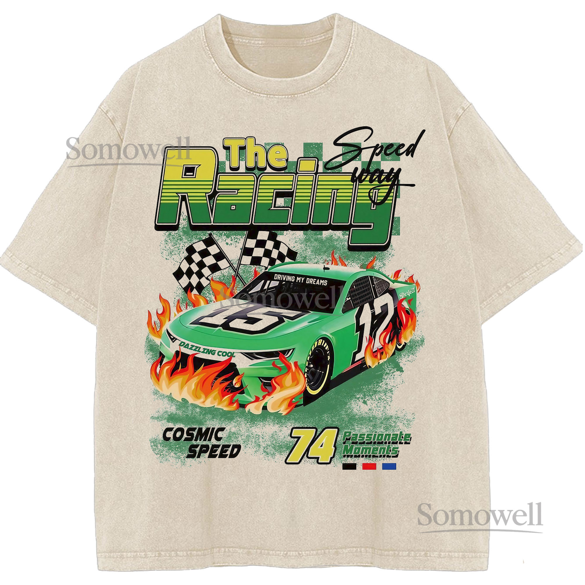The Racing Speedway Hot Rod Flame Vintage Streetwear TShirt