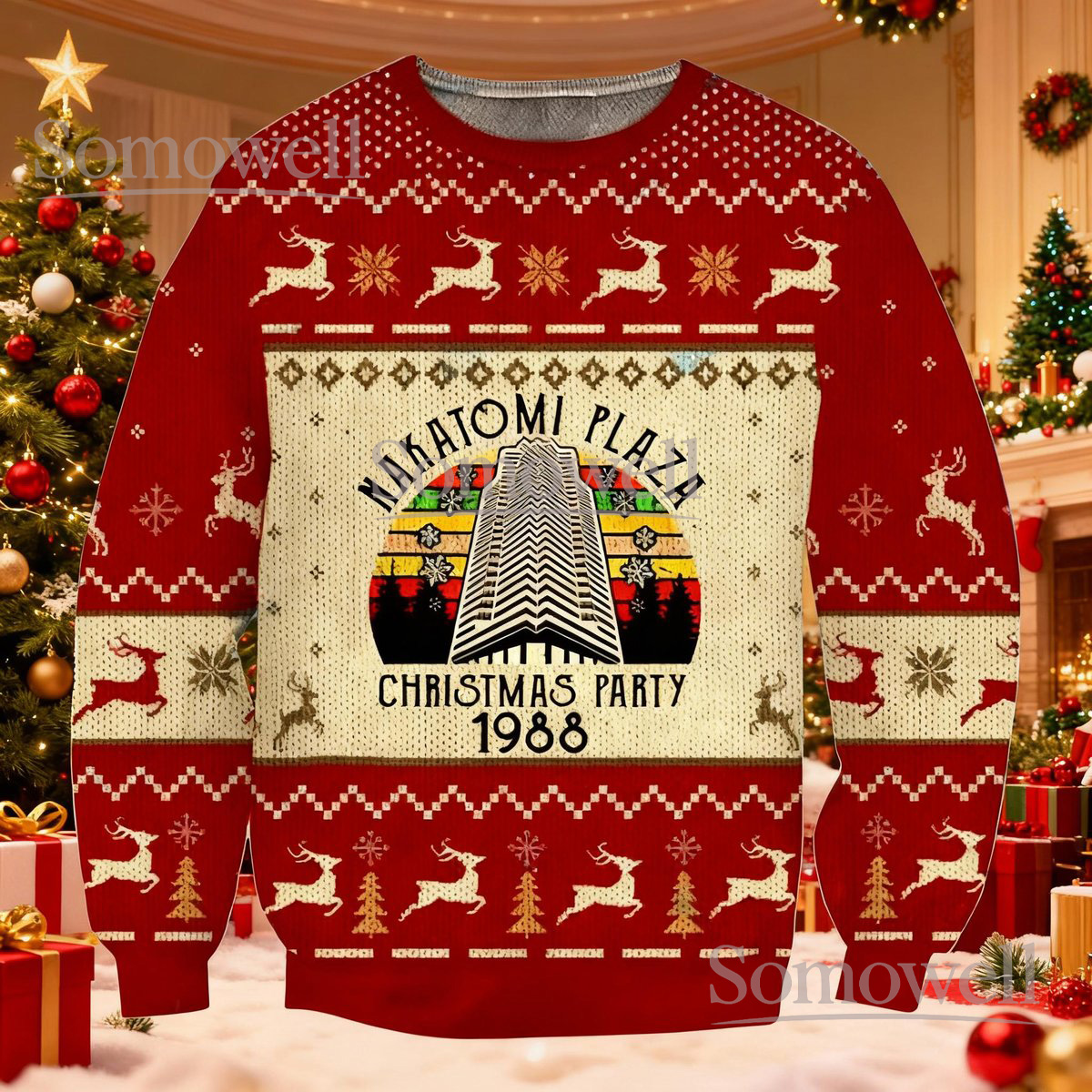 Die Hard Nakatomi Plaza 1988 Ugly Christmas Sweater Funny Action Movie Gift