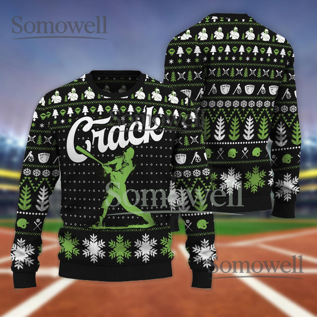 Funny Baseball Christmas Sweater Custom Ugly Holiday Pullover
