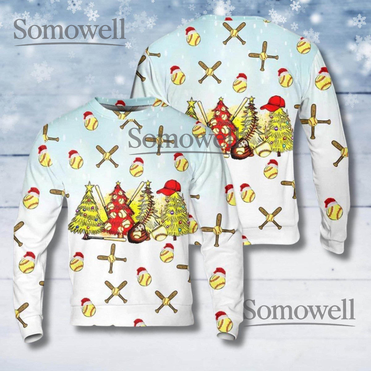 Funny Baseball Christmas Sweater Ugly Holiday Xmas Pullover