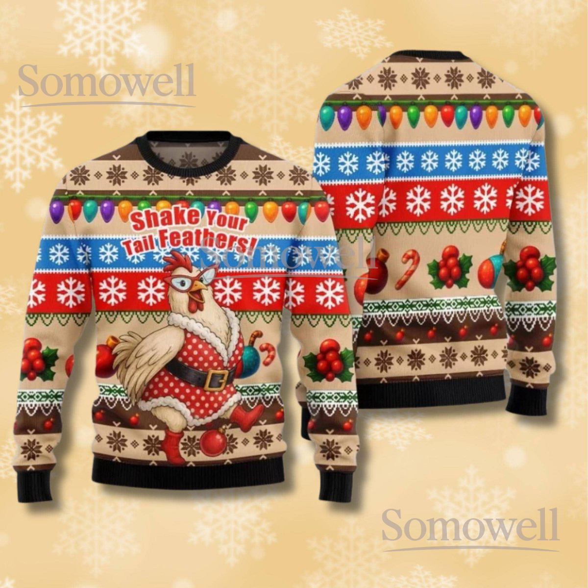 Funny Chicken Ugly Christmas Sweater Unisex Holiday Knit