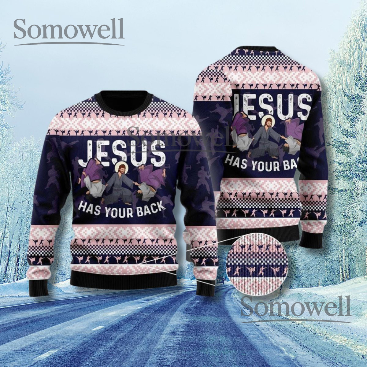Jesus Has Your Back Christian Christmas Sweater Faith Holiday Gift